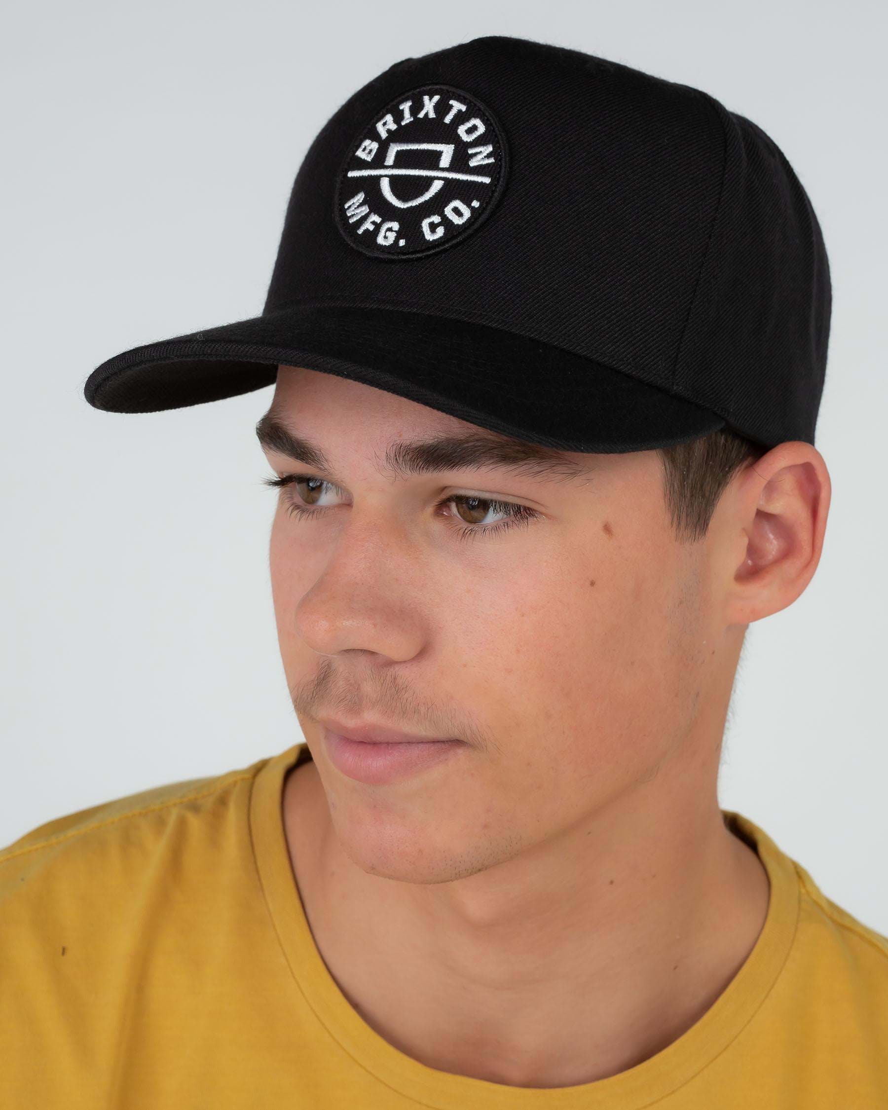 Brixton Crest C MP Snapback Cap In Black - Fast Shipping & Easy Returns ...