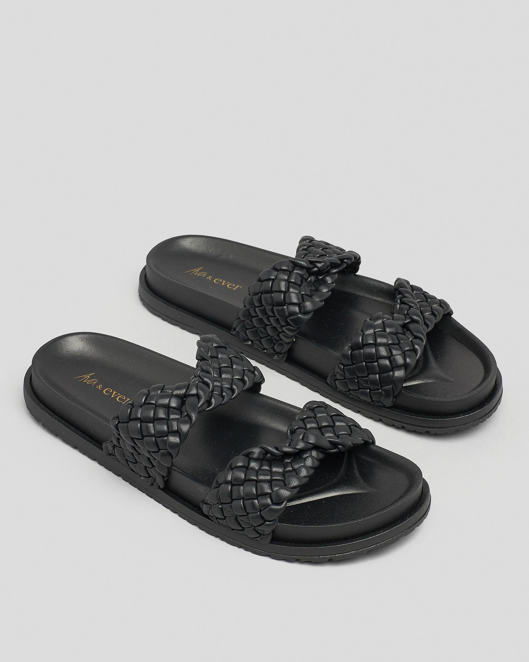 Shop Ava And Ever Arabella Slide Sandals In Black - Fast Shipping ...