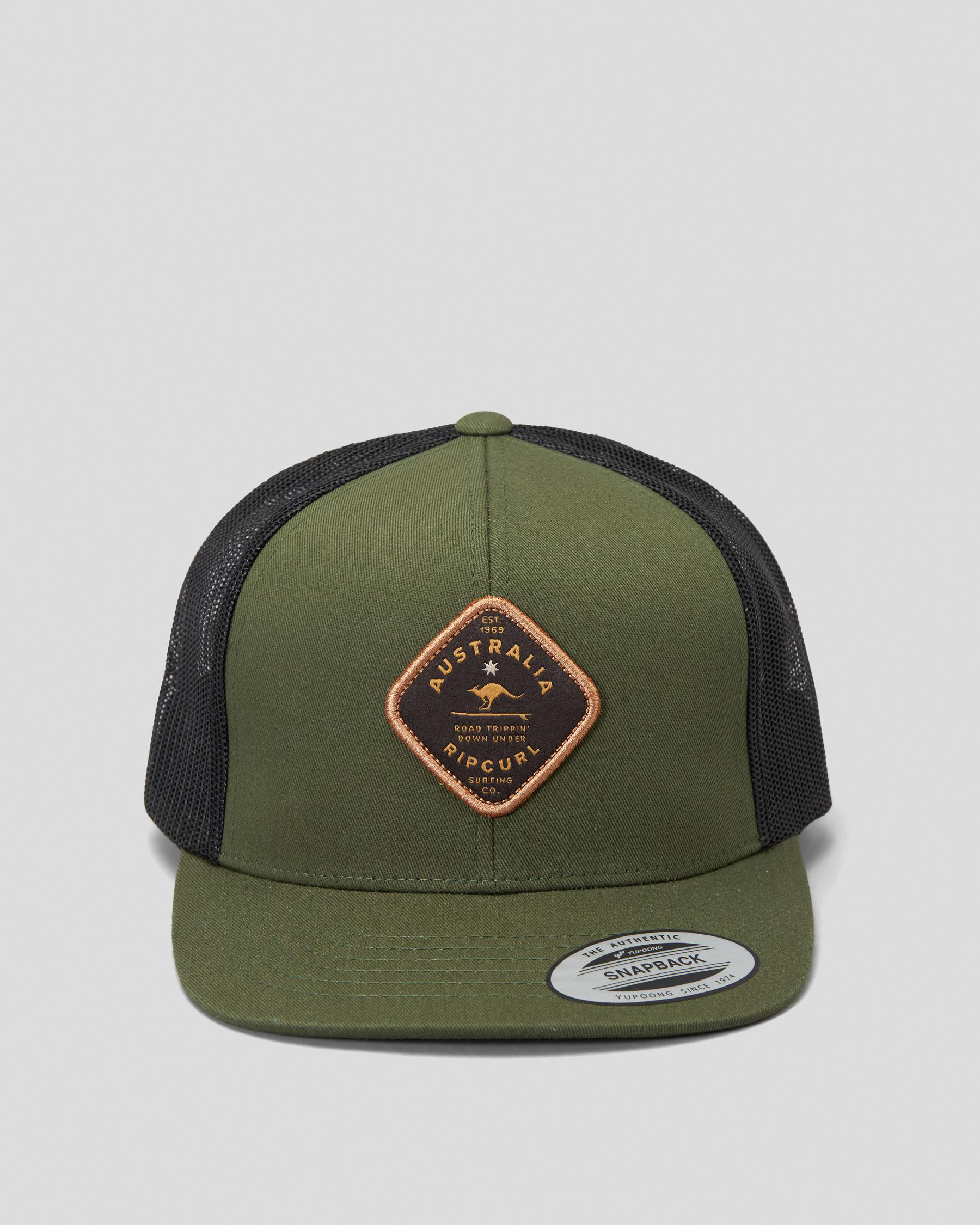 Shop Rip Curl Destinations Trucker Cap In Dark Olive - Fast Shipping ...