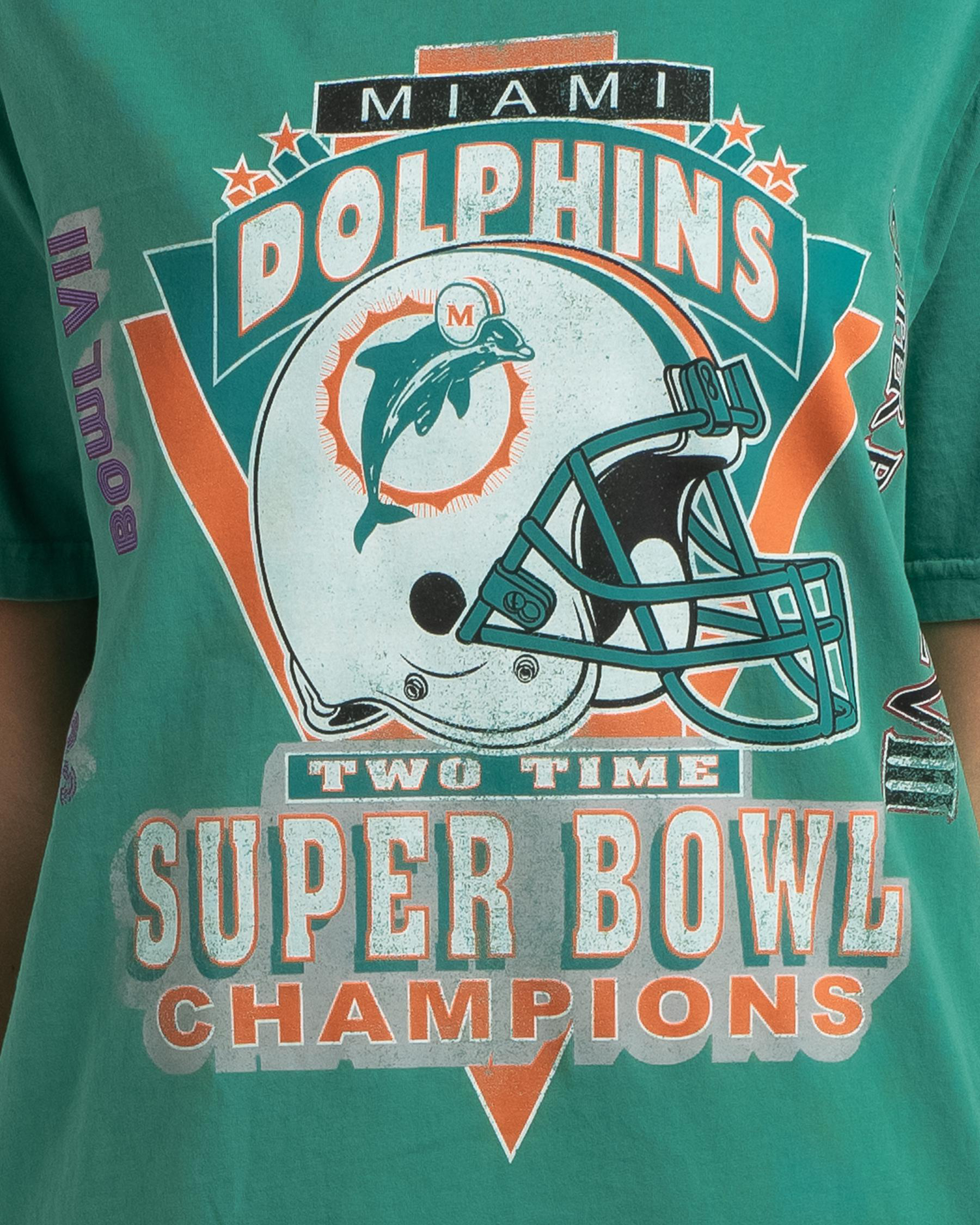 Mitchell & Ness Miami Dolphins Vintage Superbowl T-Shirt Faded Teal