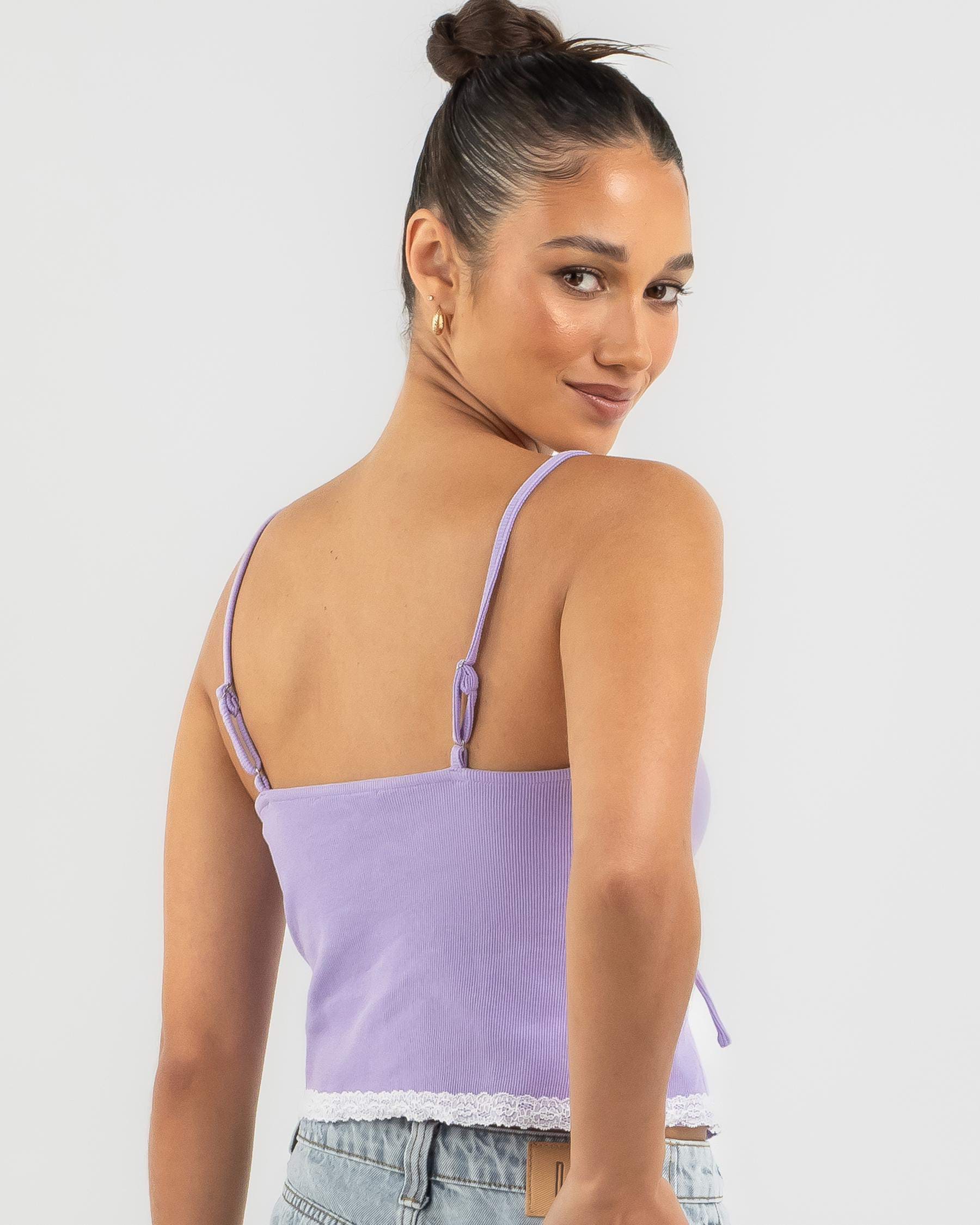 Shop Mooloola Theresa Tie Up Cami Top In Lilac White Fast Shipping And Easy Returns City Beach