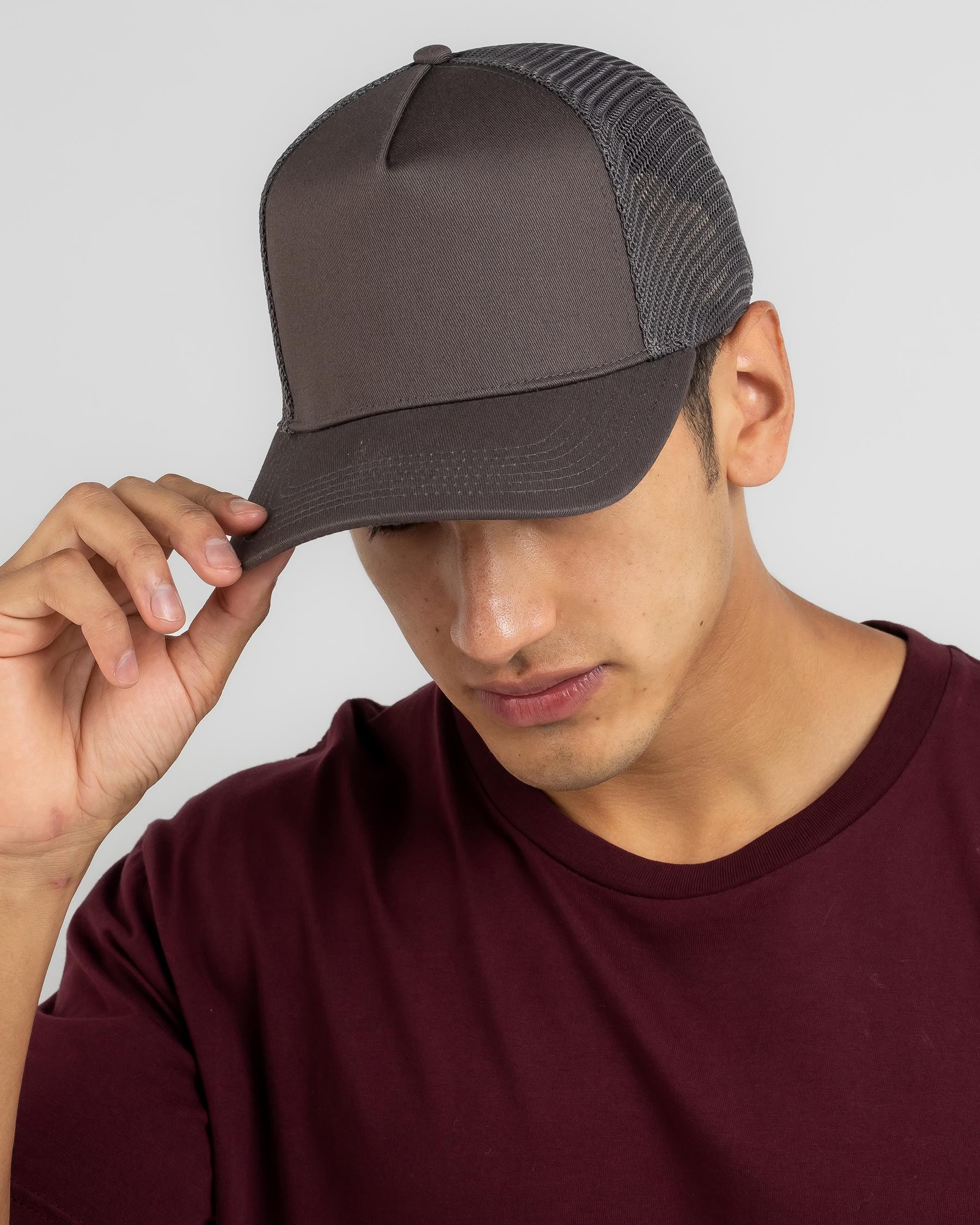 Shop INIVI A Frame Snapback Cap In Charcoal - Fast Shipping & Easy ...
