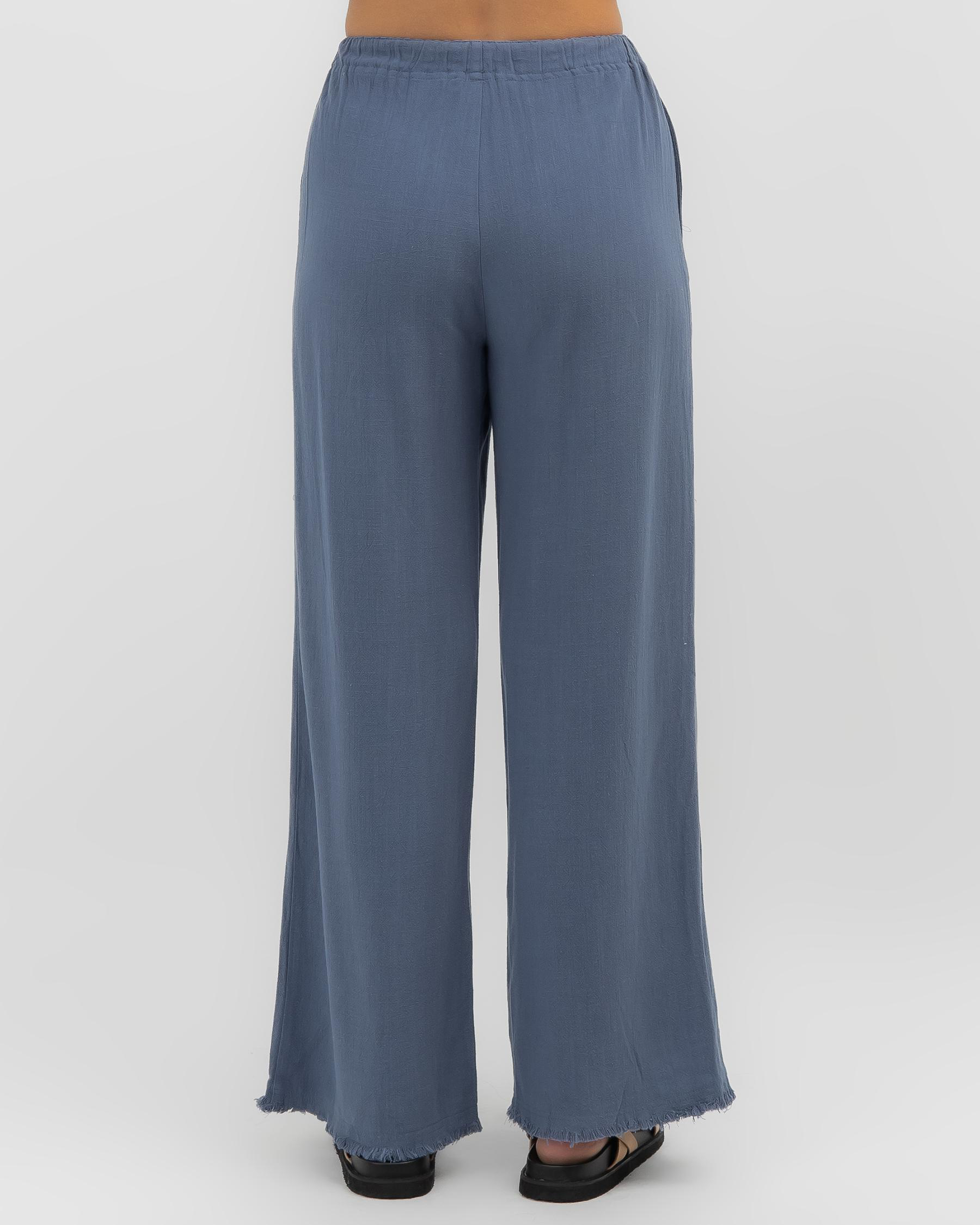 Shop Mooloola Aria Dallis Beach Pants In Mid Blue - Fast Shipping ...