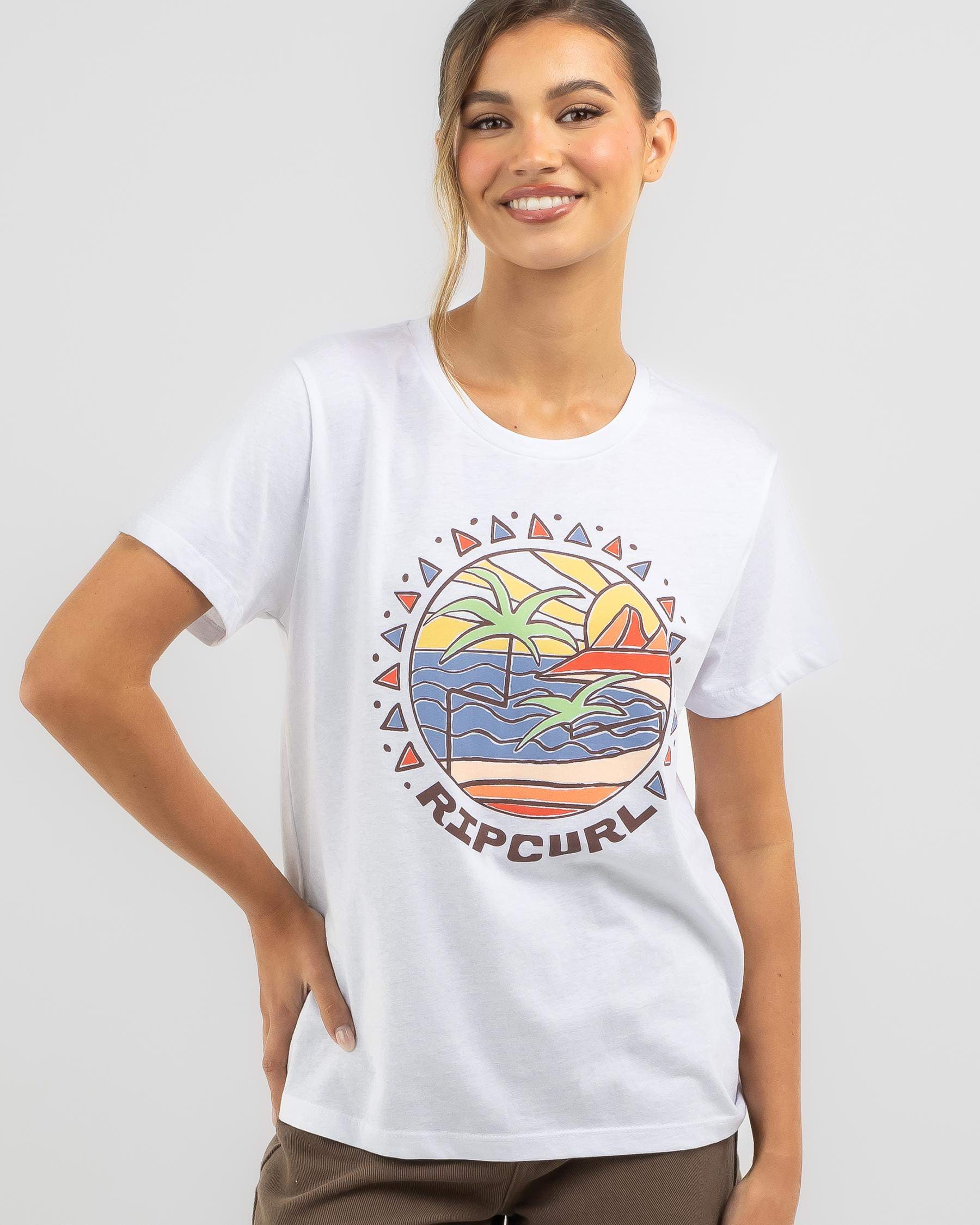 Shop Rip Curl Athena Standard T-Shirt In Optical White - Fast Shipping ...