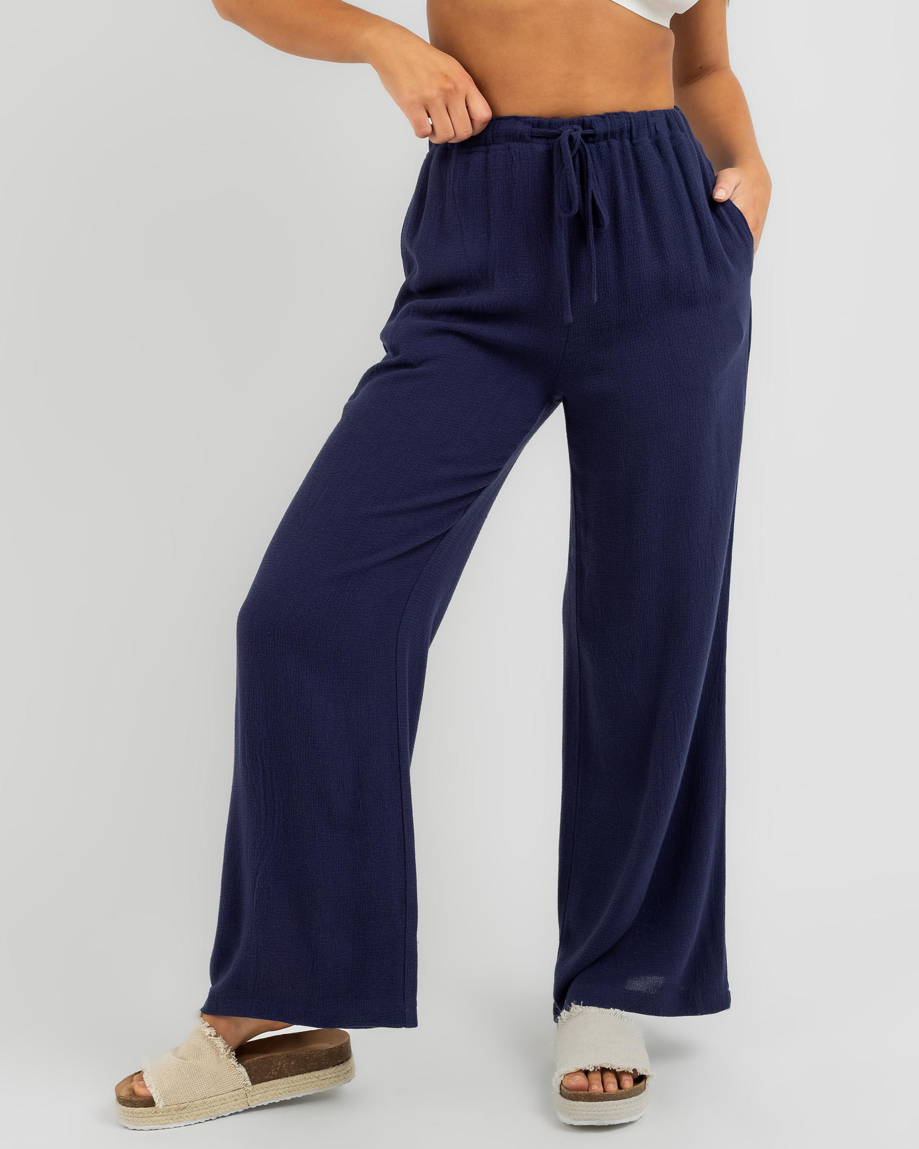 Mooloola Laguna Beach Pants In Navy - FREE* Shipping & Easy Returns ...