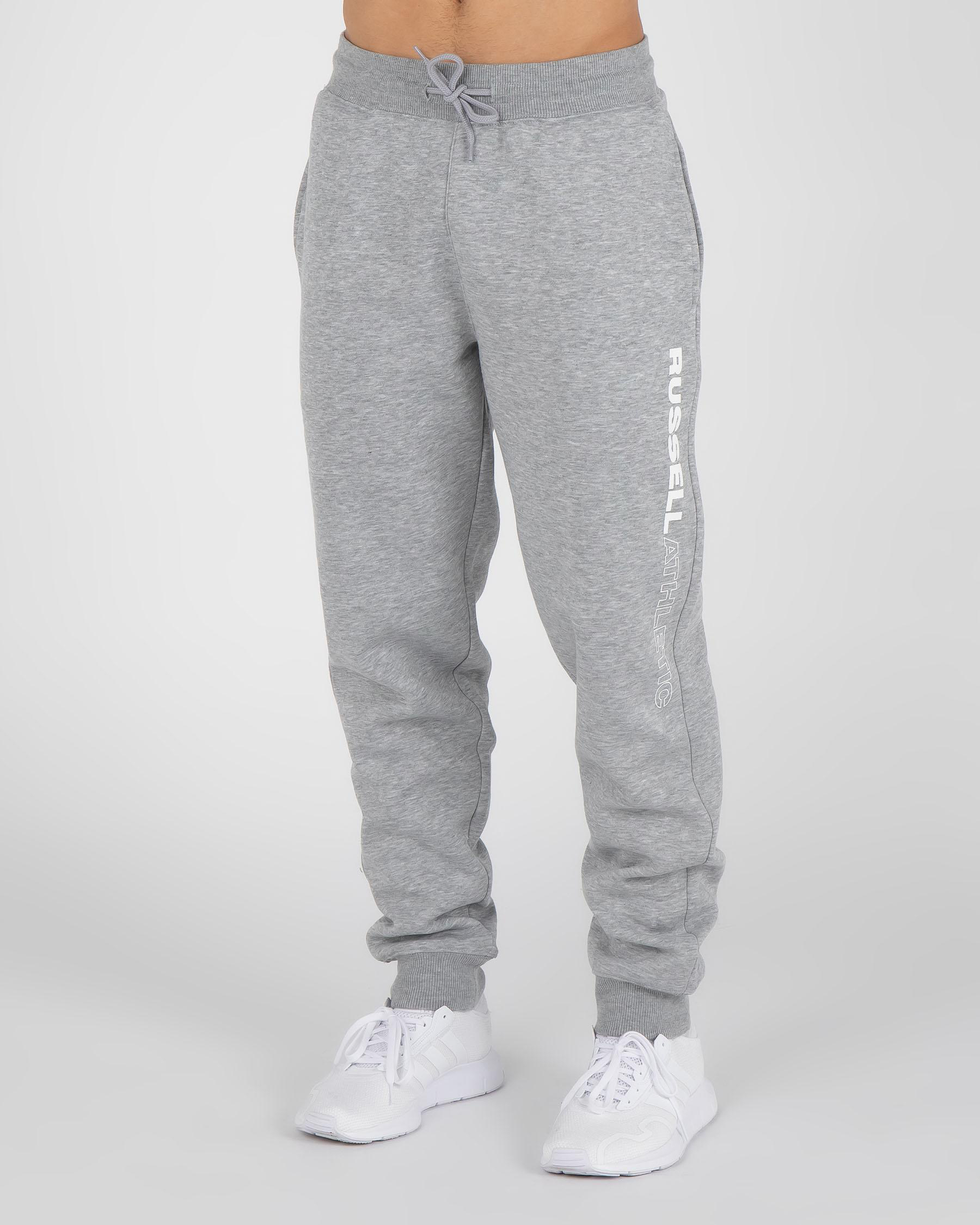 Russell Athletic Long Logo Track Pants In Ashen Marle - Fast Shipping ...