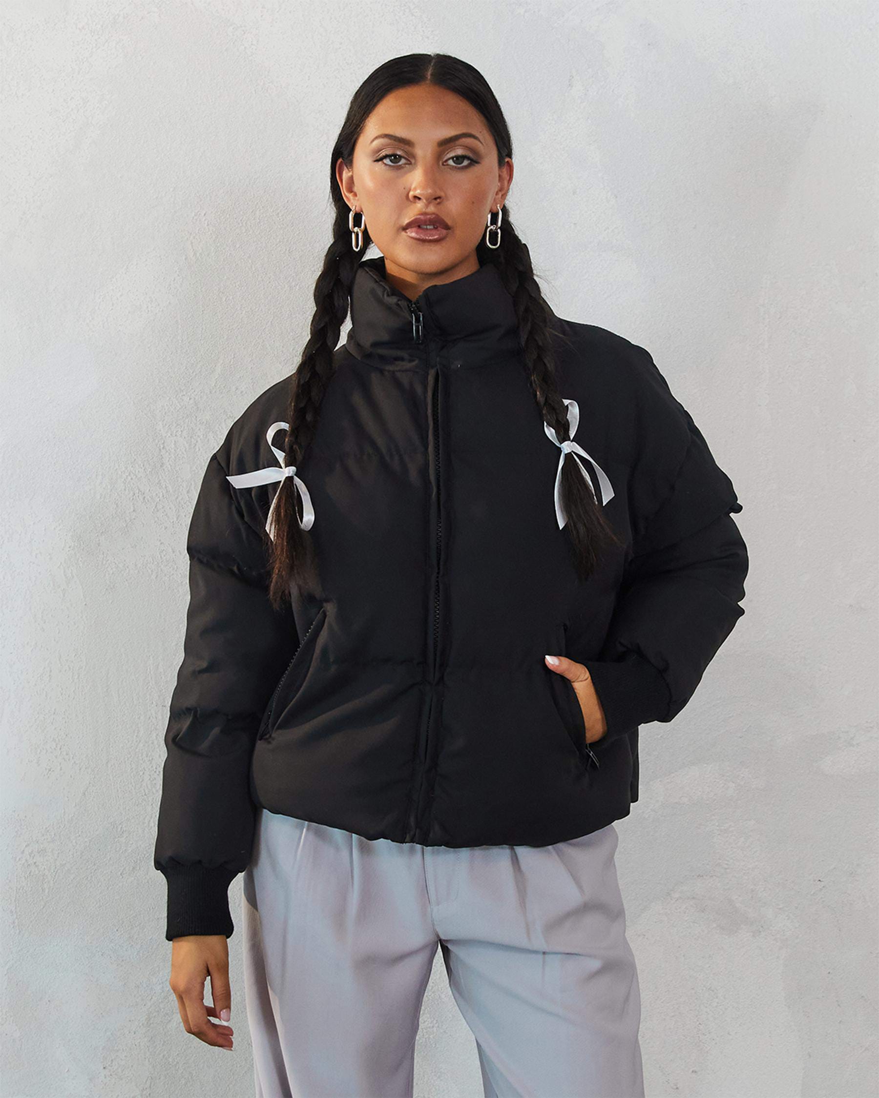 Shop Ava And Ever Academy Puffer Jacket In Black - Fast Shipping & Easy ...