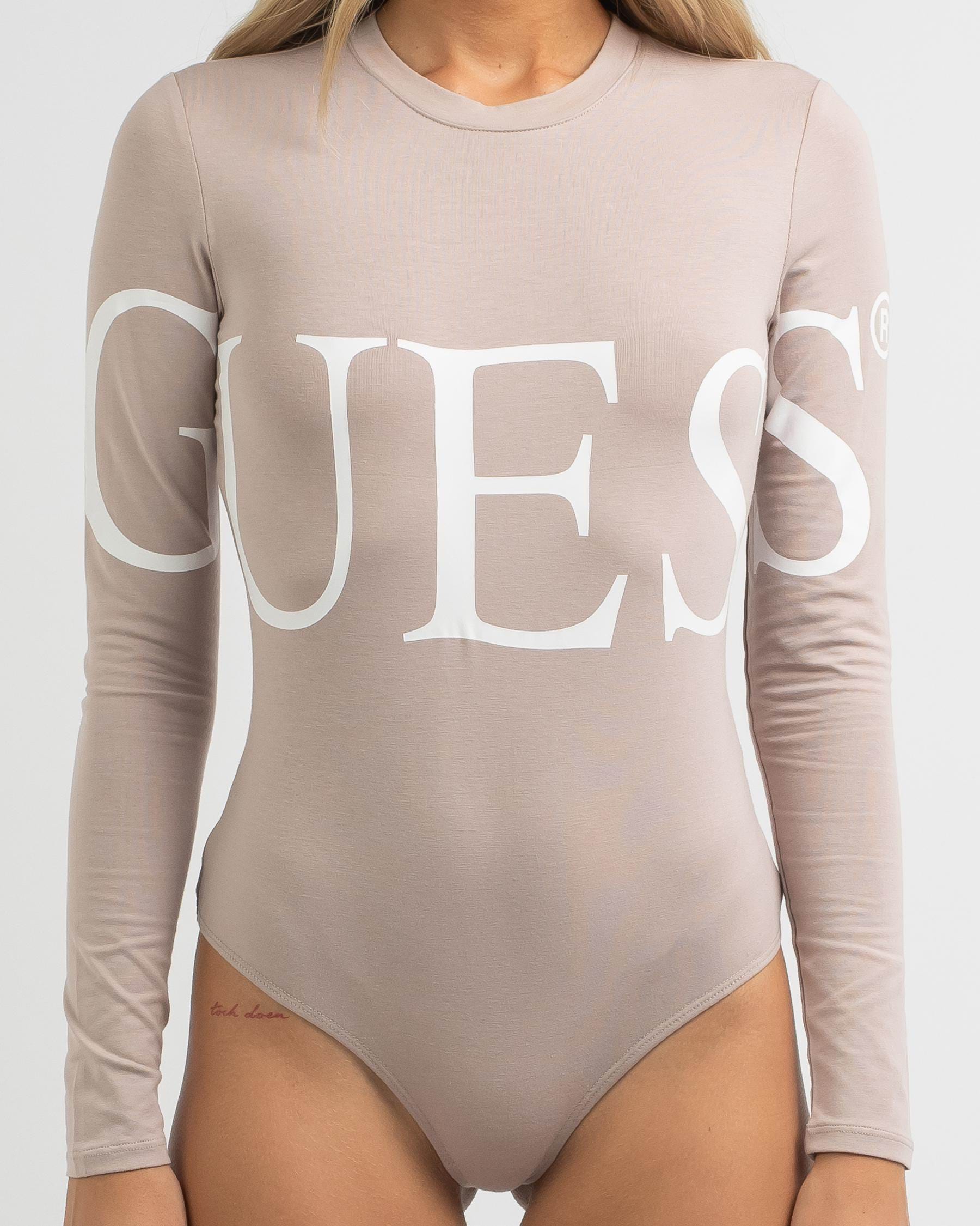 Guess Logo Bodysuit In Posh Taupe Fast Shipping And Easy Returns City Beach Australia