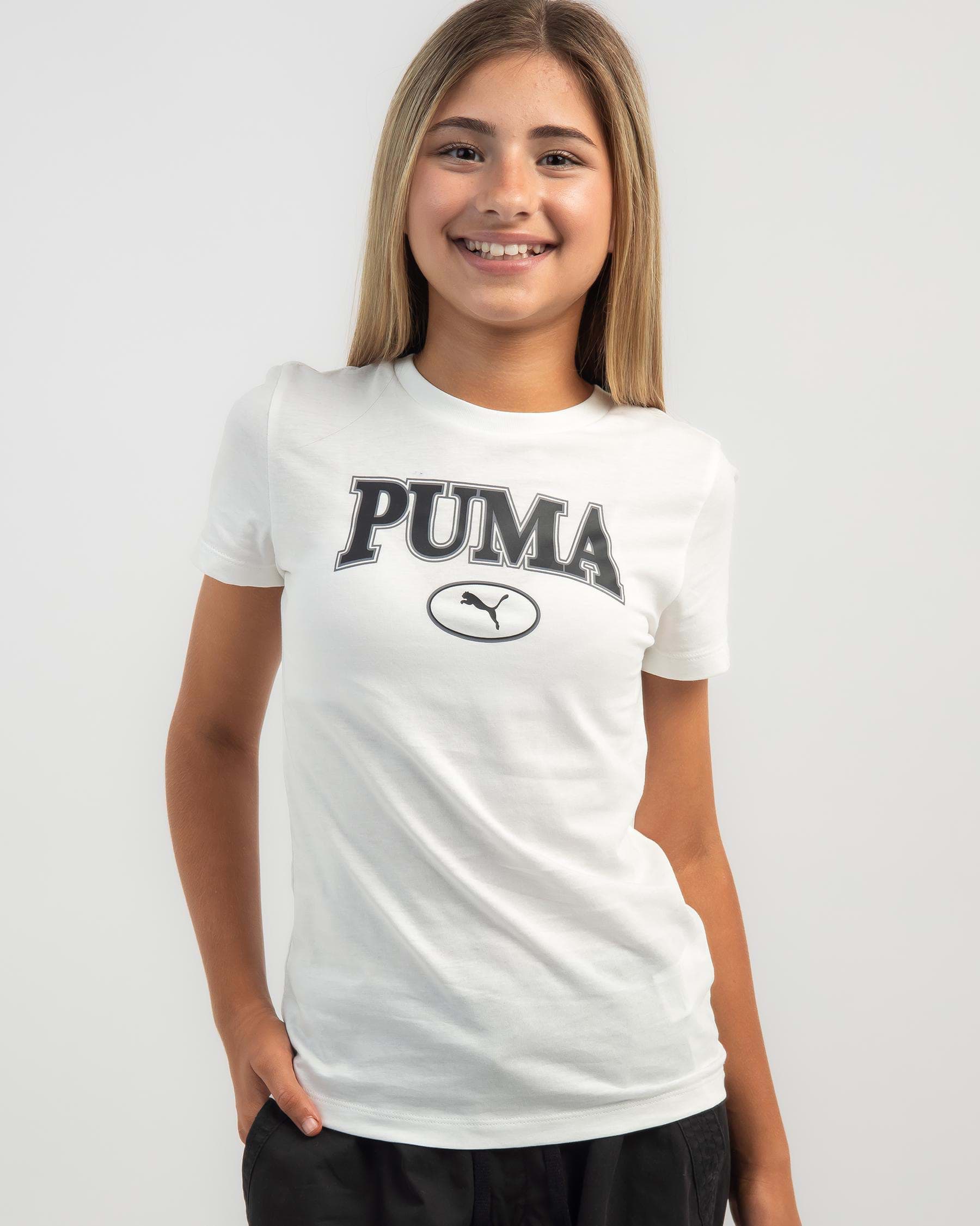 Puma Girls\' Squad Graphic United In White FREE* Beach & Shipping Easy City Returns - T-Shirt States Warm 