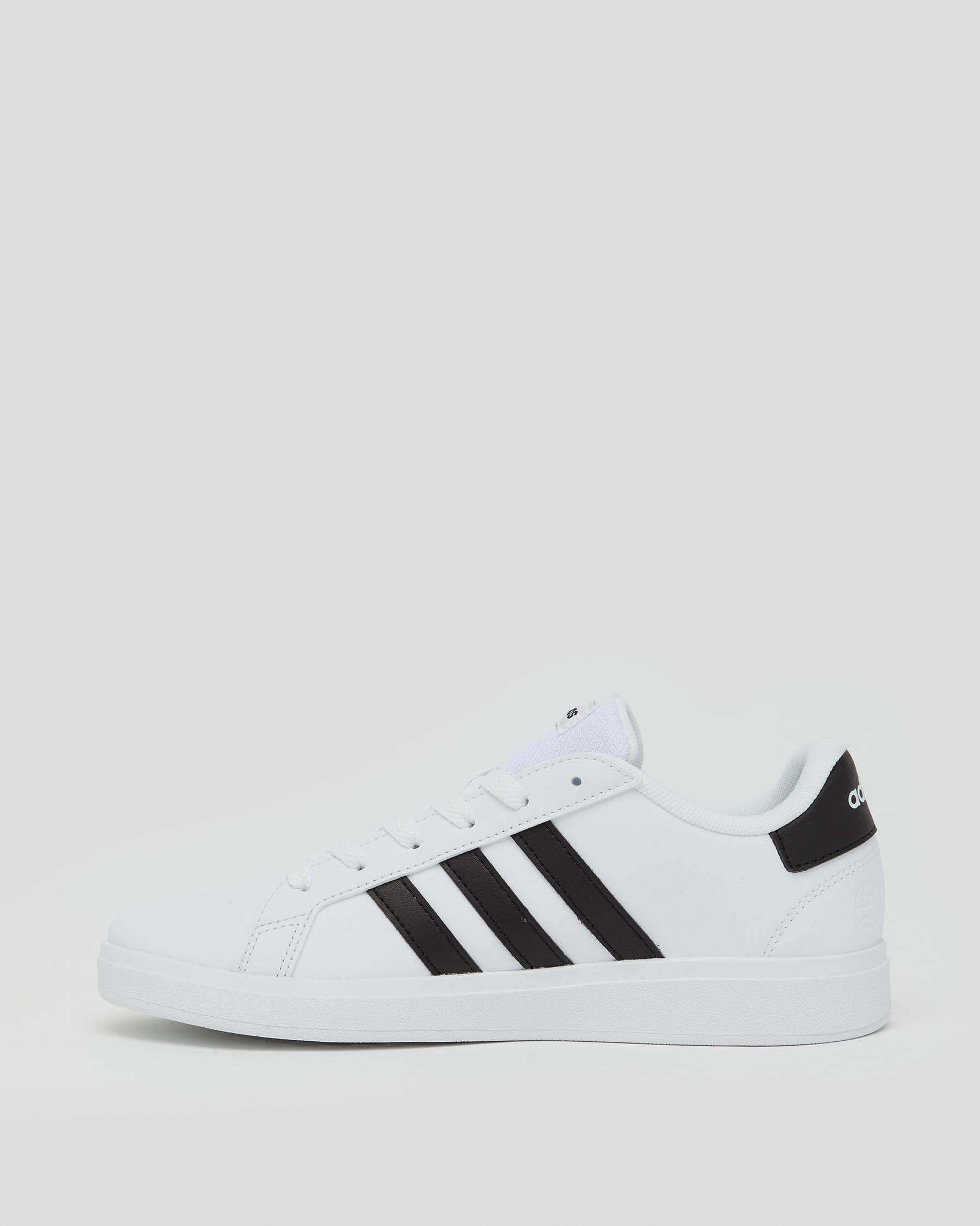 Shop adidas Boys' Grand Court 2.0 Shoes In Ftwr White/core Black/core ...