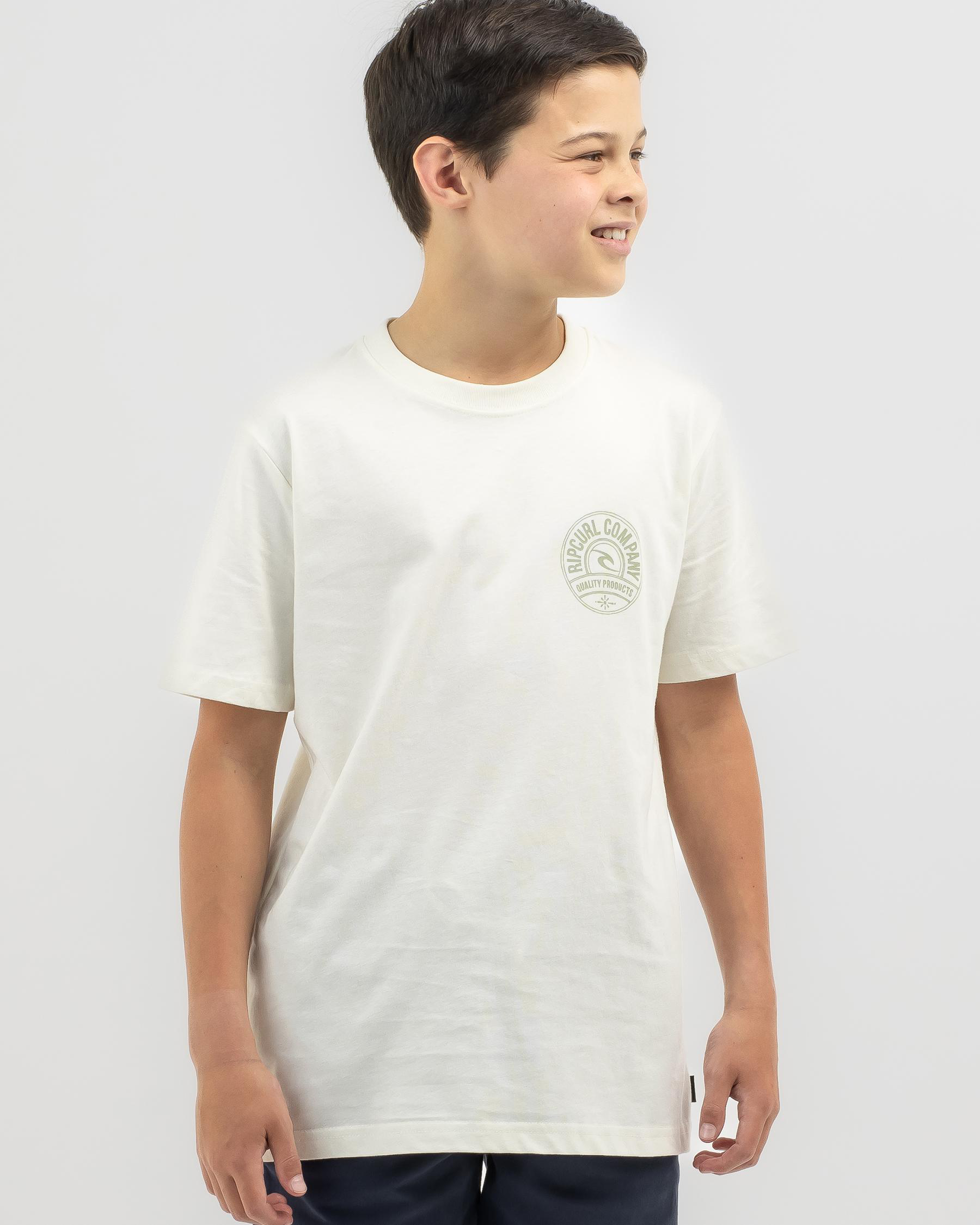 Shop Rip Curl Boys' Stapler T-Shirt In Bone - Fast Shipping & Easy ...