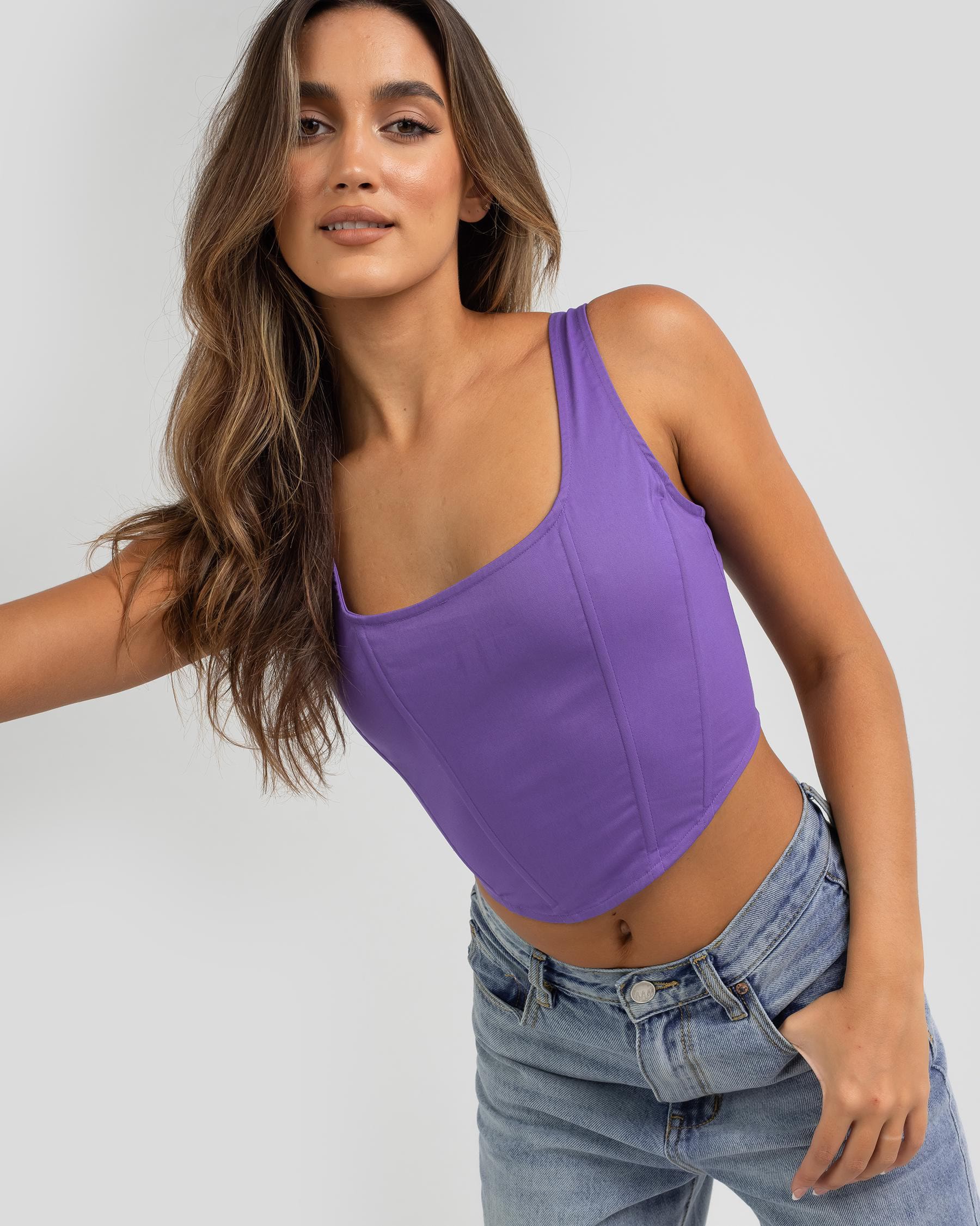 Shop Ava And Ever Montero Corset Top In Purple - Fast Shipping & Easy ...