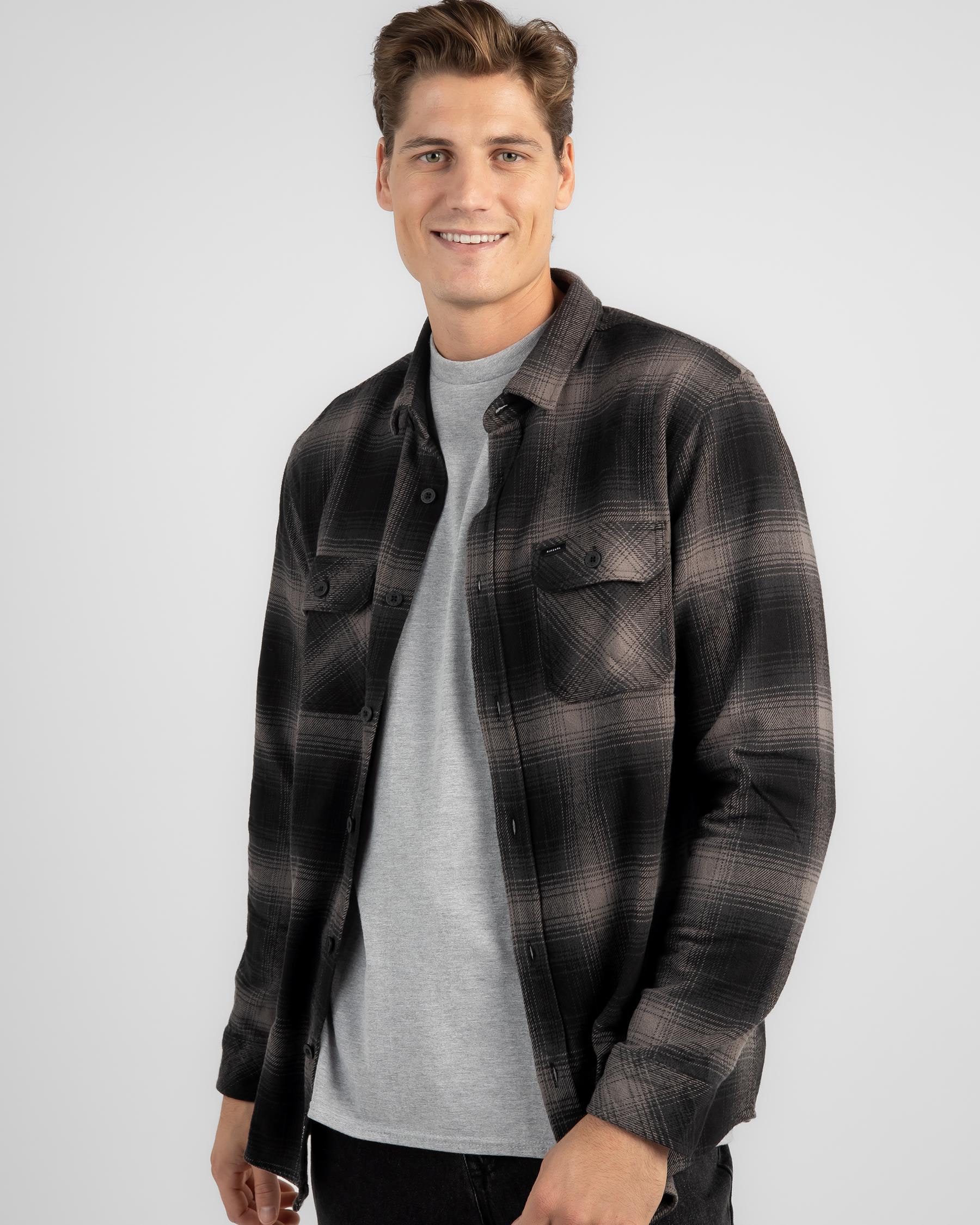 Shop Rip Curl Count Flannel Shirt In Dark Grey - Fast Shipping & Easy ...