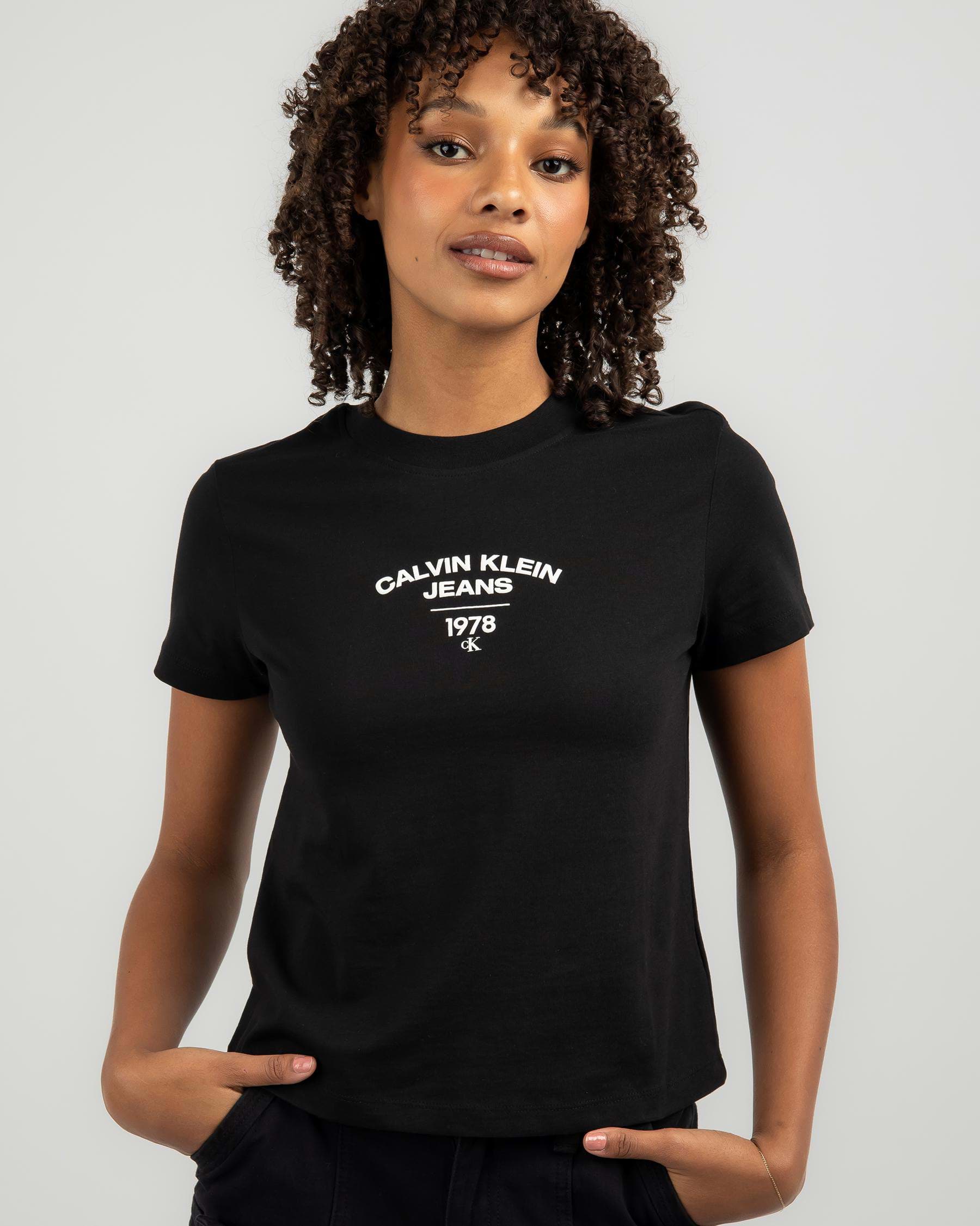 Calvin Klein Jeans Varsity City - Easy Beach Baby - FREE* & Shipping Black Ck Returns Logo United States In Tee