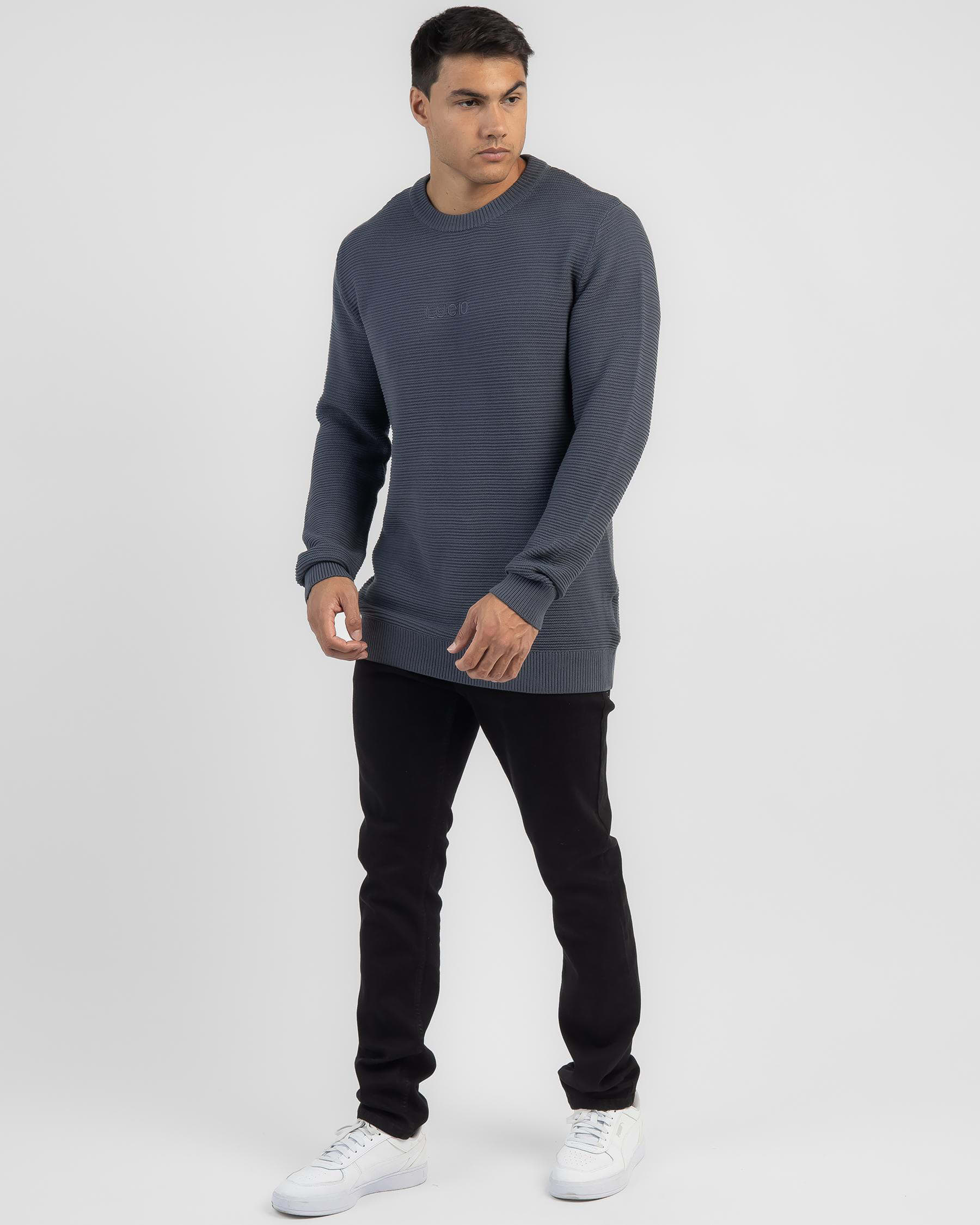 Shop Lucid Grove Knit Jumper In Washed Blue - Fast Shipping & Easy ...