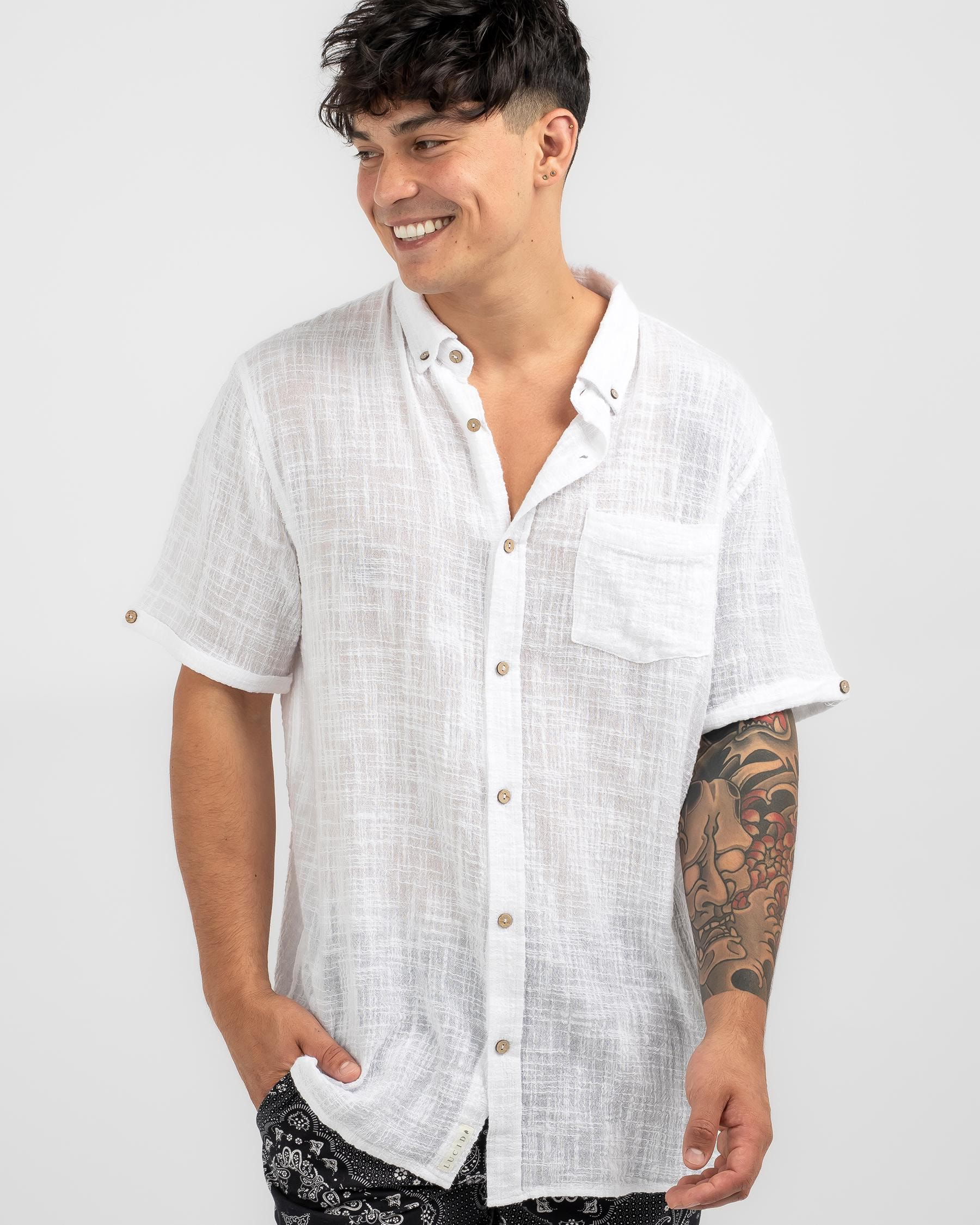 Shop Lucid Woven Short Sleeve Shirt In White - Fast Shipping & Easy ...