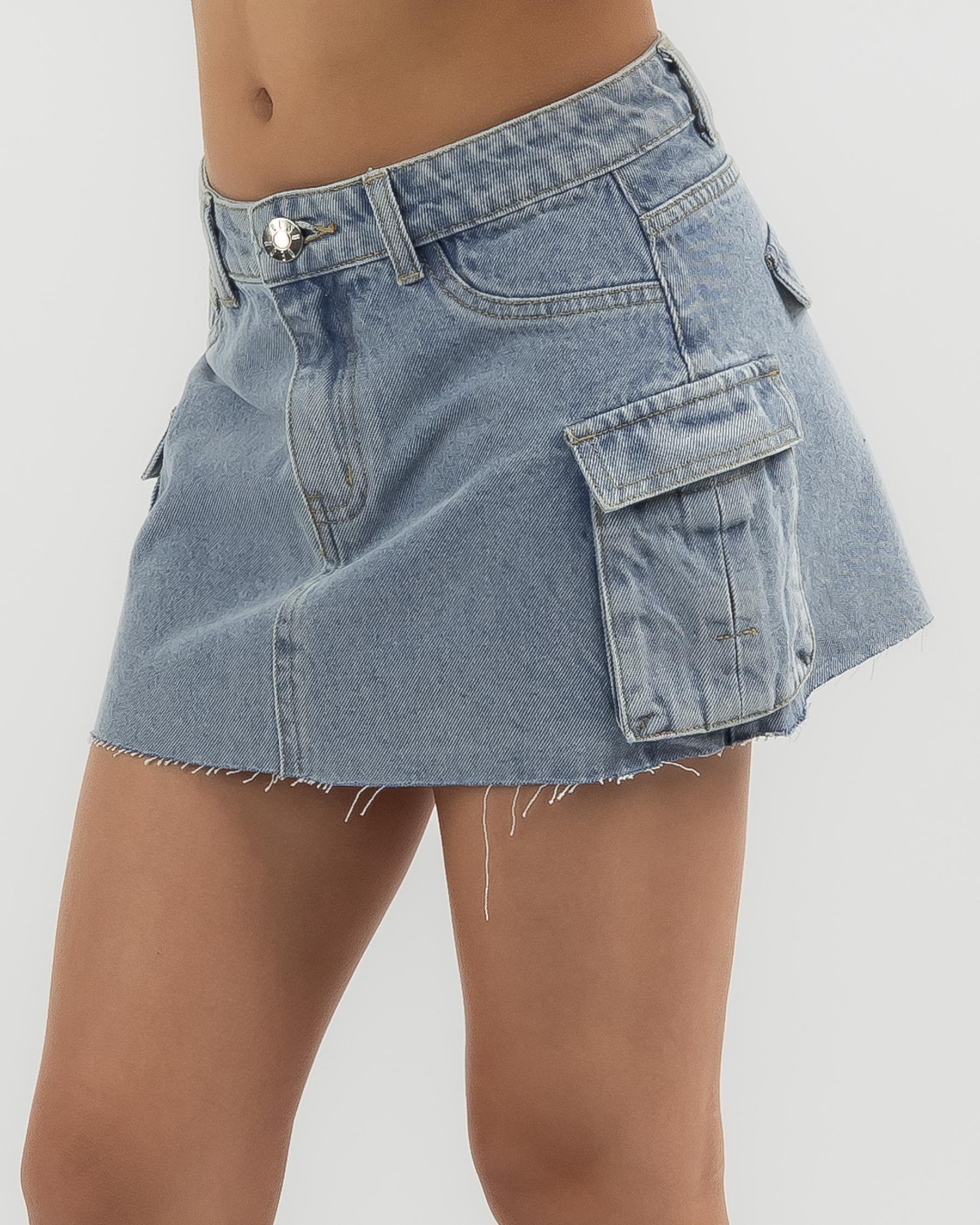 DESU Girls' Cargo Mini Skirt In Light Mid Blue - Fast Shipping & Easy ...