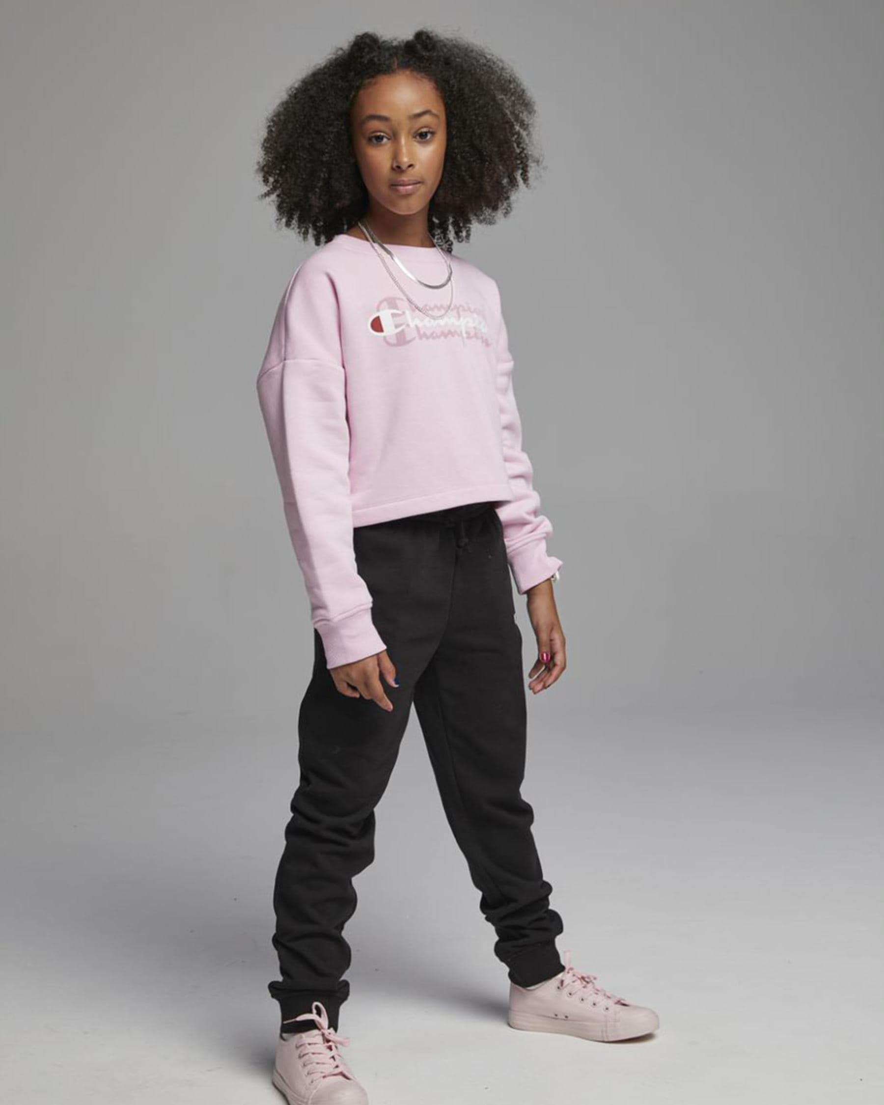 Champion Girls' Sporty Sweatshirt In Cotton Gumball Pink - Fast ...