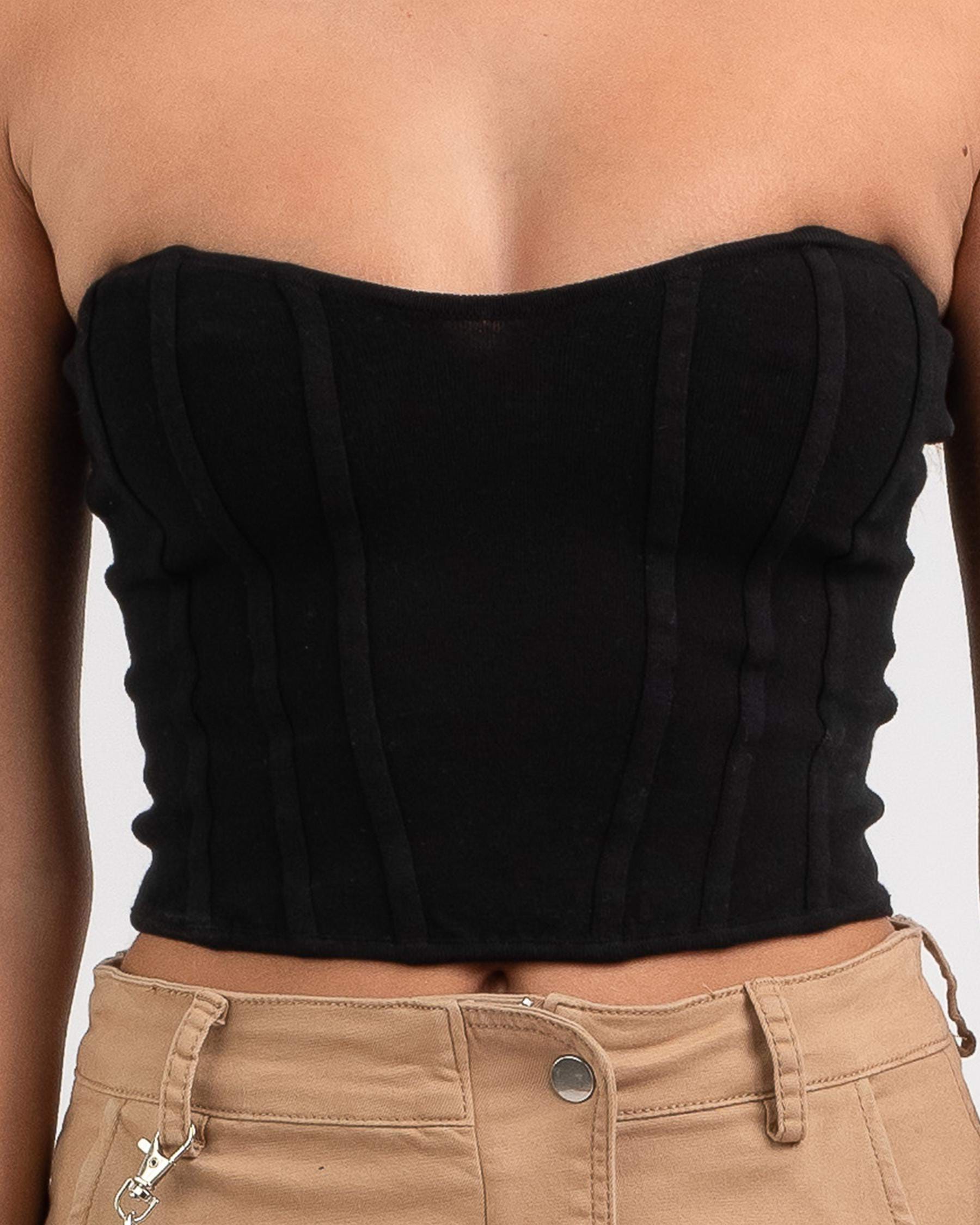 Shop Ava And Ever Bella Knit Bustier In Black - Fast Shipping & Easy ...