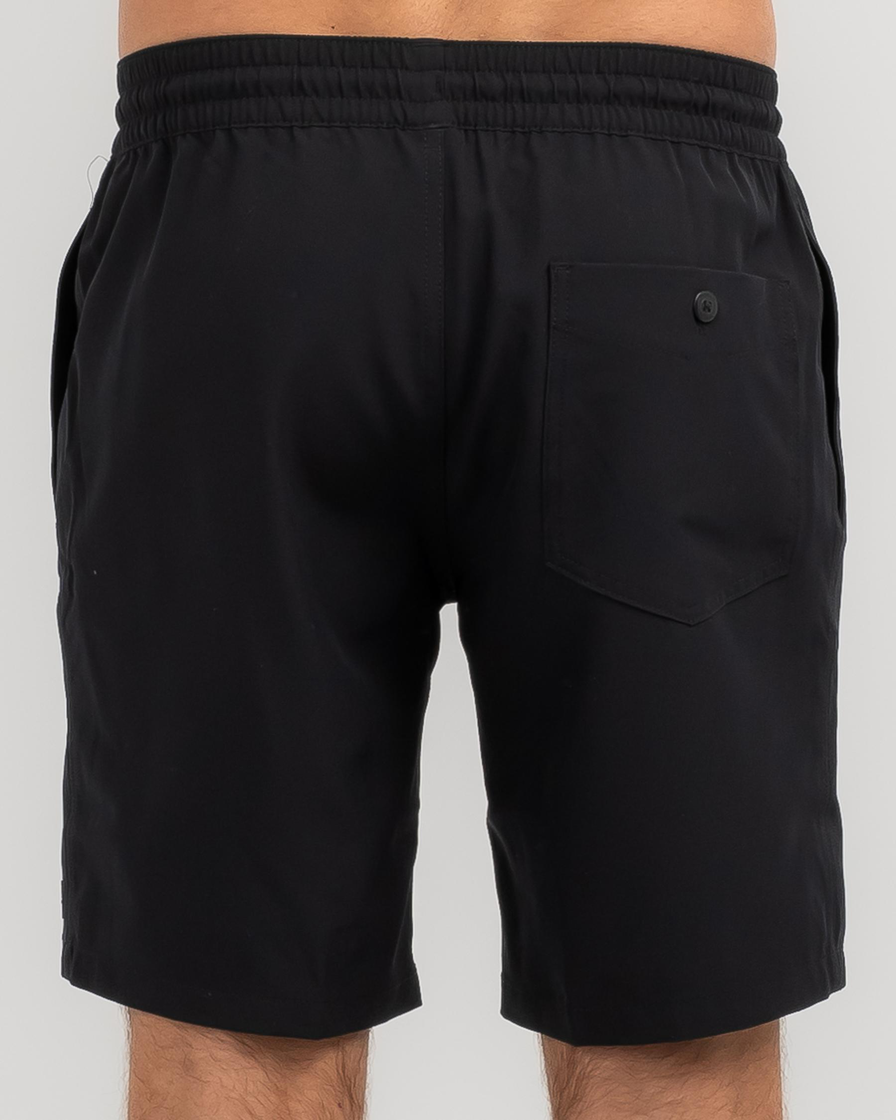 Shop Volcom Stones Hybrid Elastic Waist Shorts In Black - Fast Shipping ...