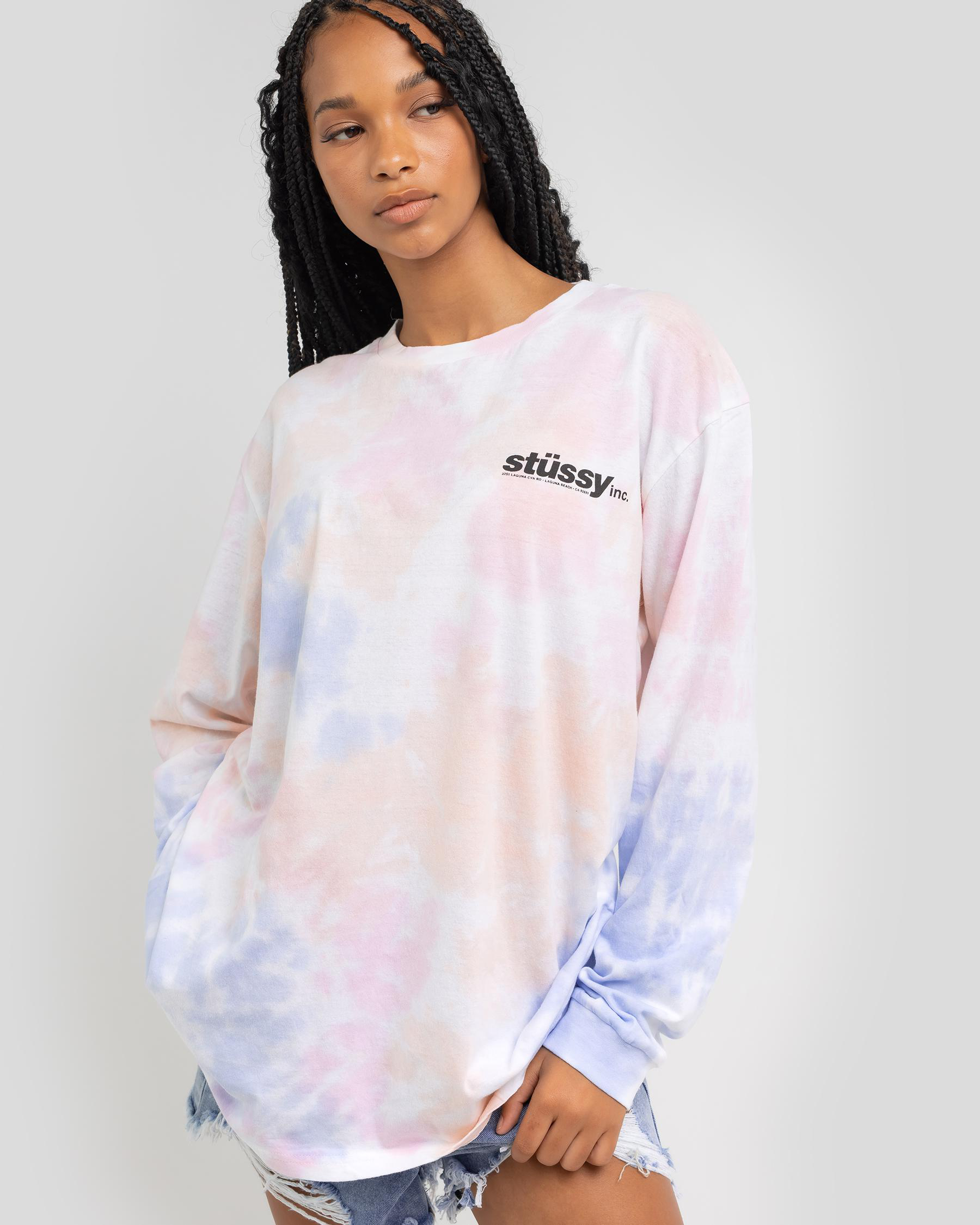 Shop Stussy Cities Long Sleeve T-Shirt In Pink/blue - Fast Shipping ...