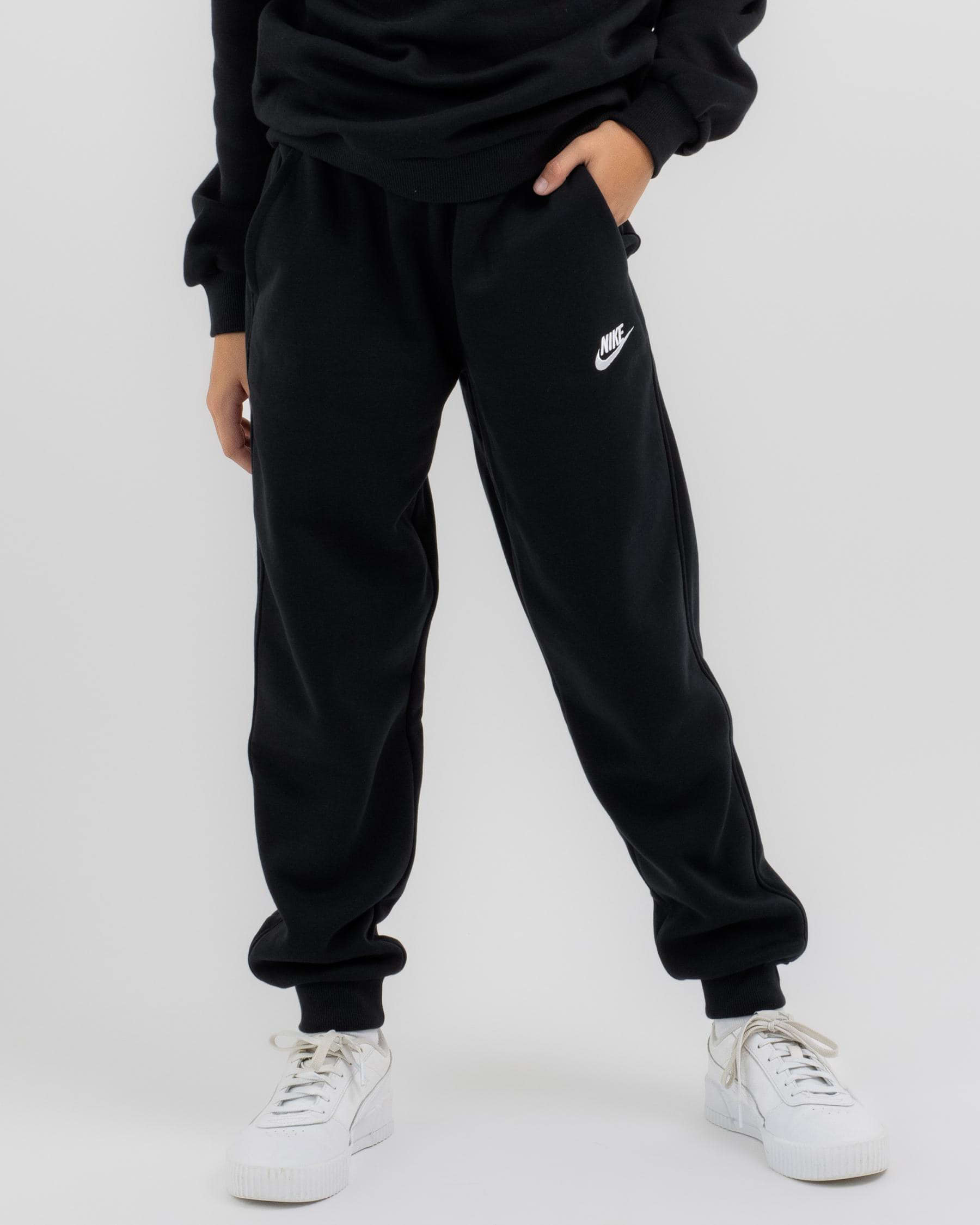 Shop Nike Girls' Club Fleece Track Pants In Black/white - Fast Shipping ...