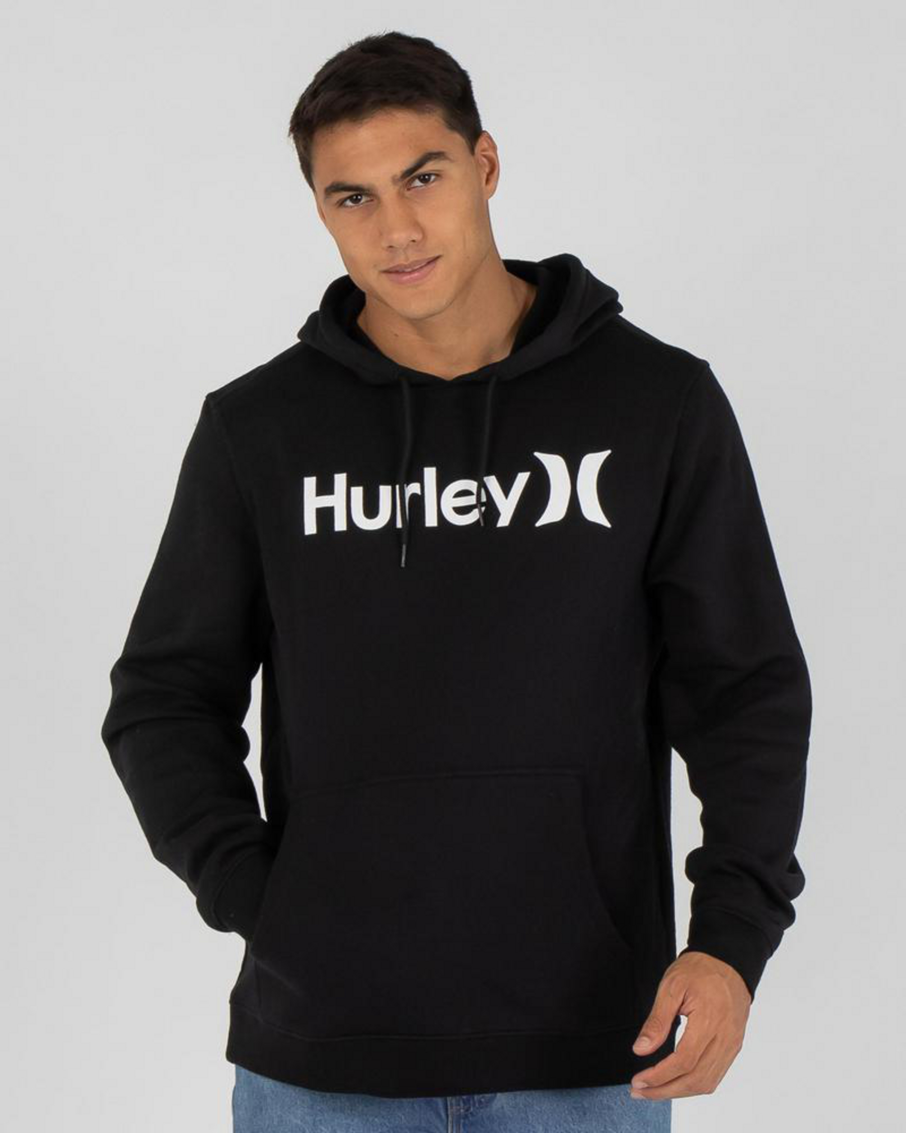 Shop Hurley One and Only Hoodie In Black/white - Fast Shipping & Easy ...