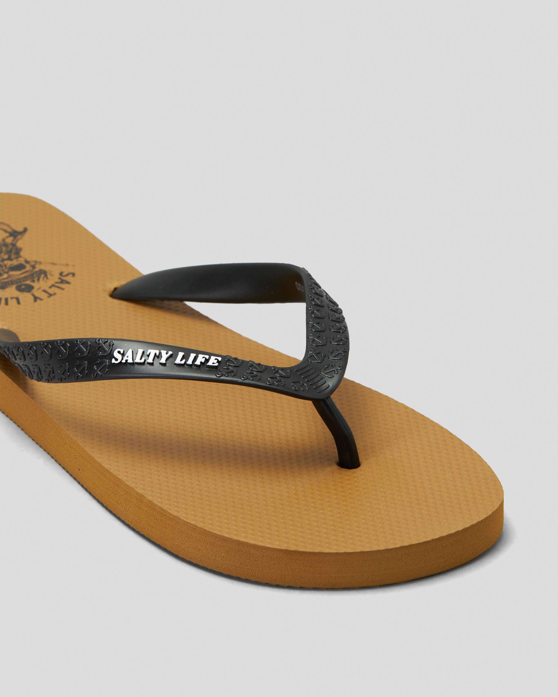 Salty Life Overboard Thongs In Tan/black - FREE* Shipping & Easy ...
