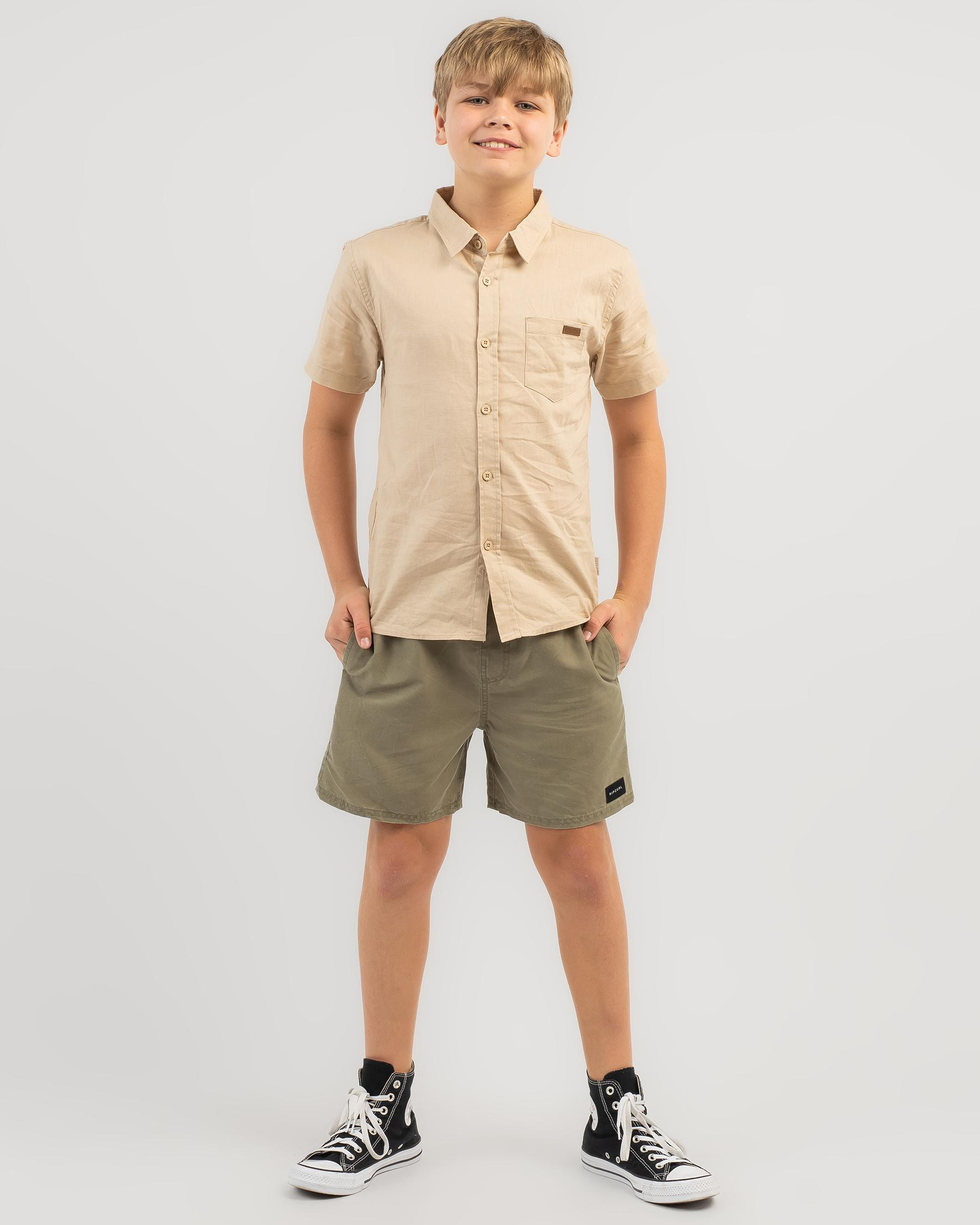 Shop Skylark Boys' Hemp Short Sleeve Shirt In Tan - Fast Shipping ...