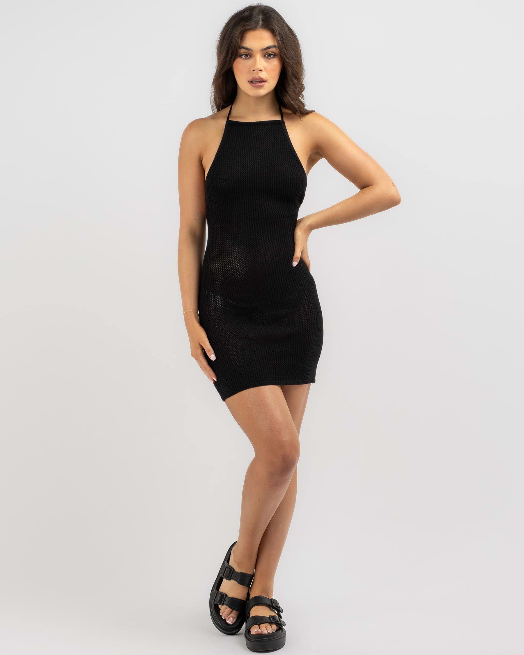 Shop My Girl Chloe Knit Mini Dress In Black - Fast Shipping & Easy ...