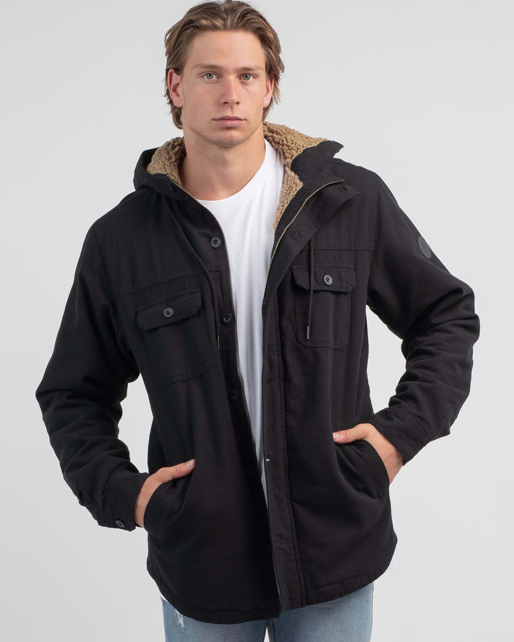 Shop Rip Curl Gibbos Hooded Jacket In Washed Black - Fast Shipping ...