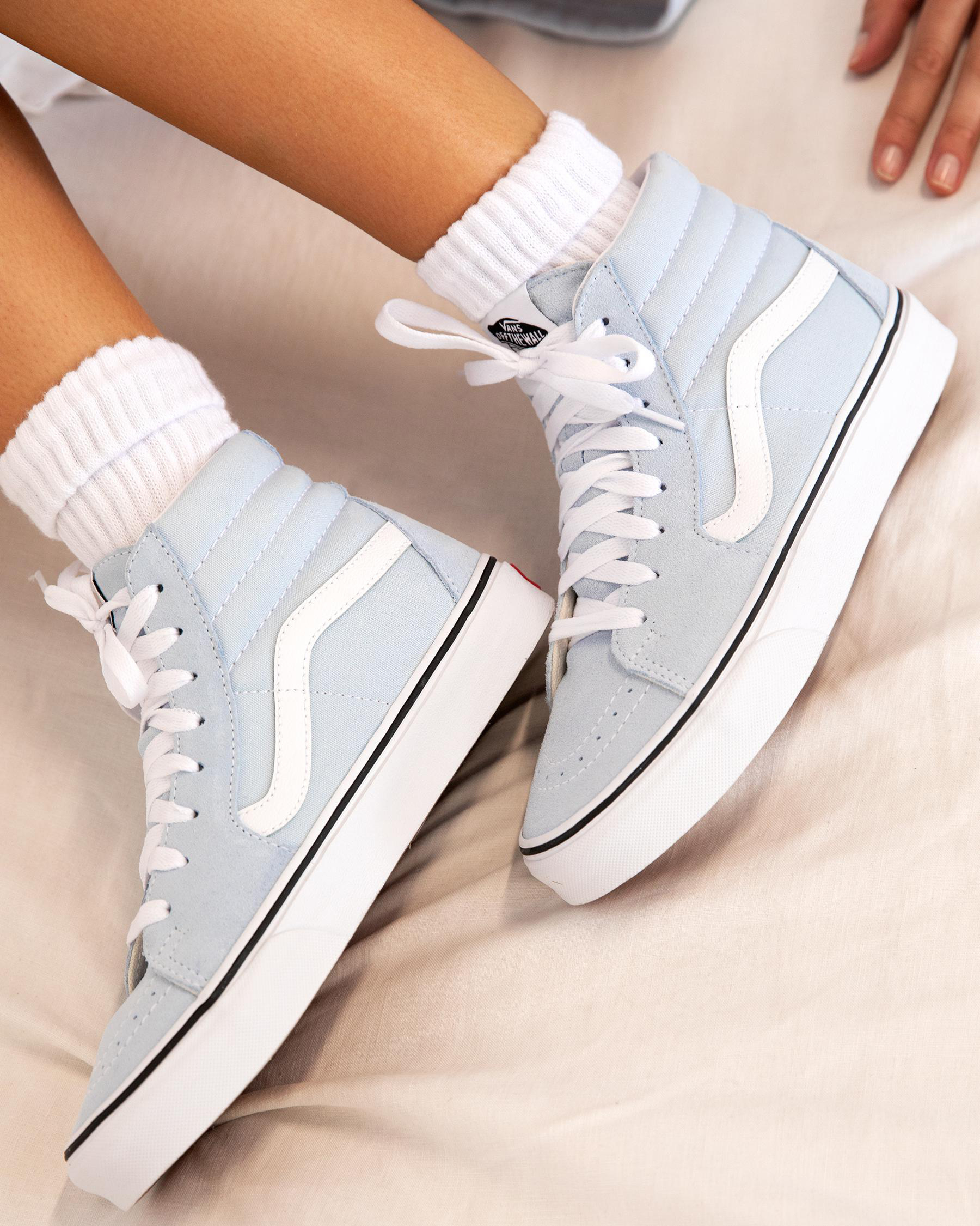 Shop Vans Womens Sk8-Hi Top Shoes In Ballad Blue/ True White - Fast ...