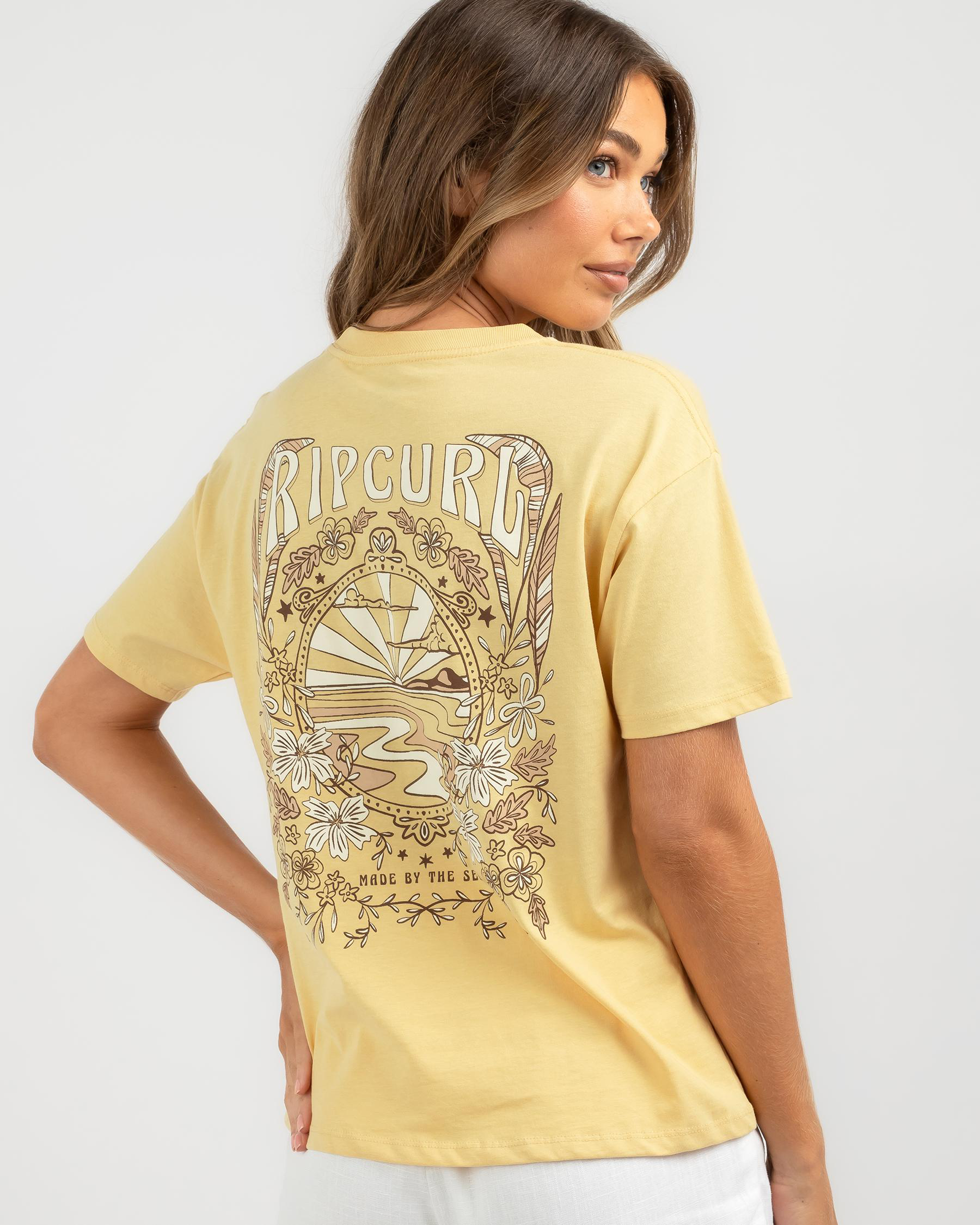 Shop Rip Curl Riptide Relaxed T-Shirt In Washed Yellow - Fast Shipping ...