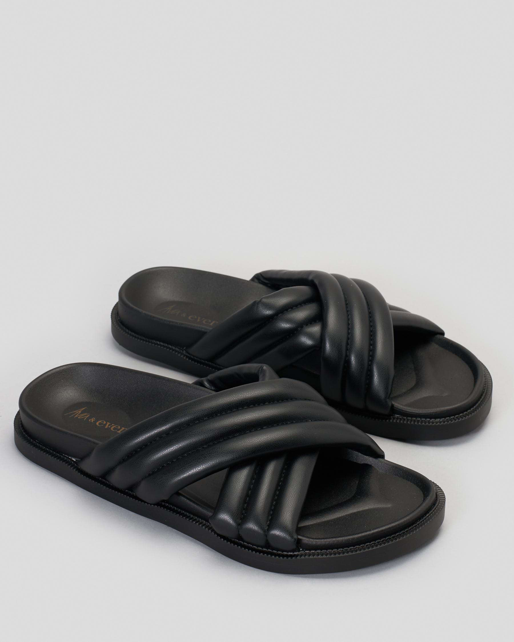 Shop Ava And Ever Santorini Slide Sandals In Black/black - Fast ...