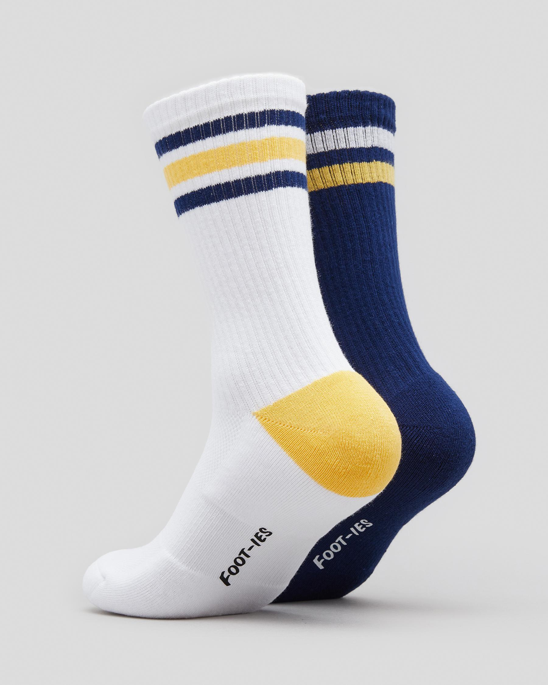 Shop FOOT-IES Corona Sneaker Socks 2 Pack In White/navy - Fast Shipping ...