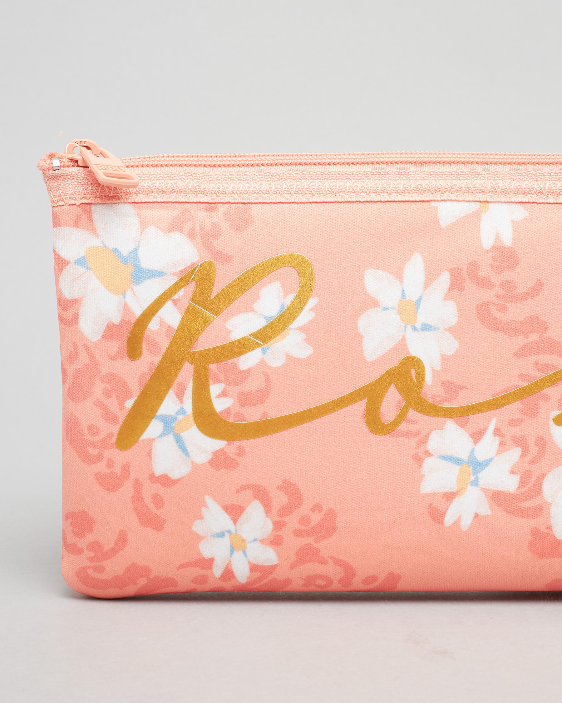 Shop Roxy Happy Wednesday Pencil Case In Papaya Punch Foam Flowers Swim ...