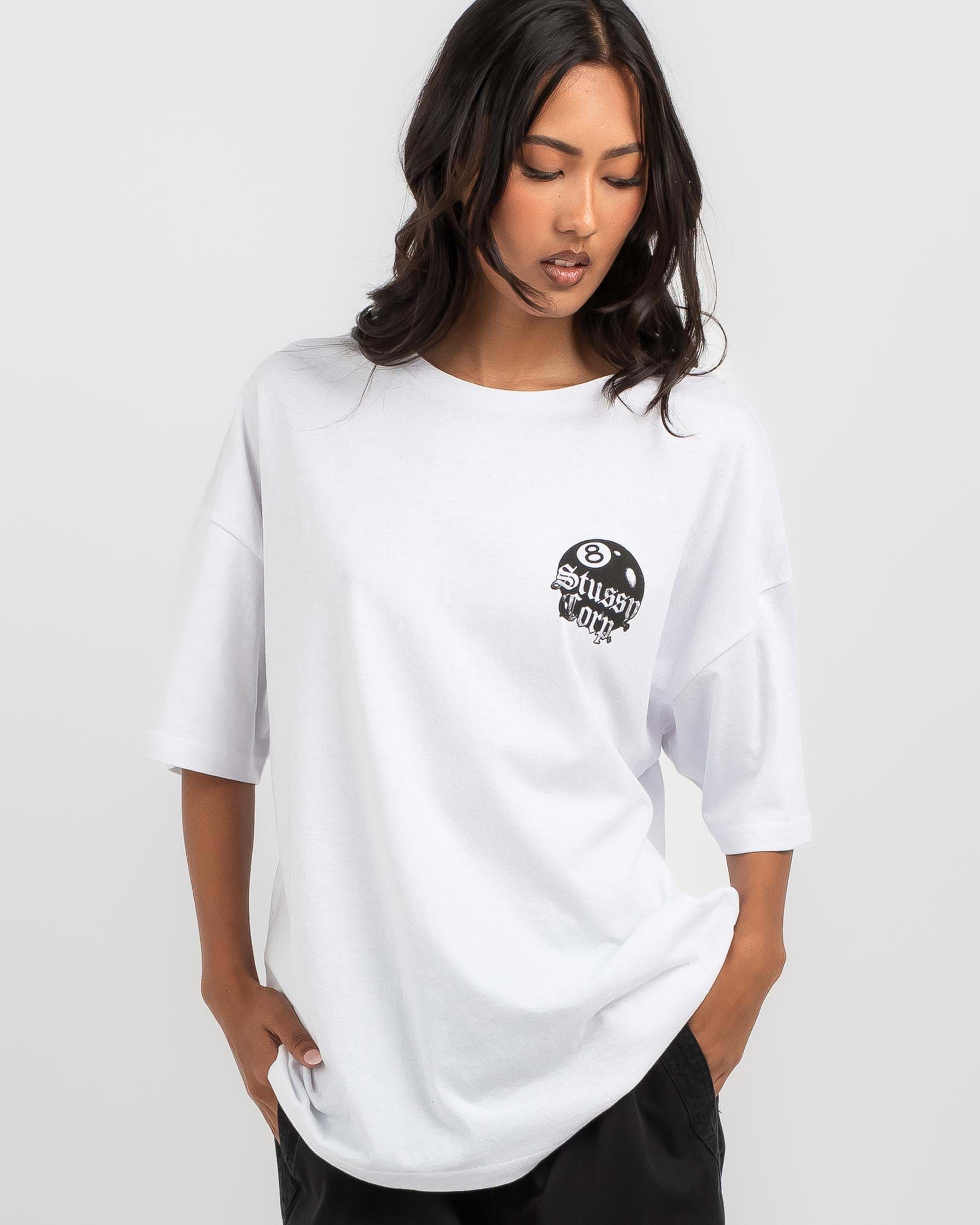Shop Stussy 8 Ball Corp Relaxed T-Shirt In White - Fast Shipping & Easy ...