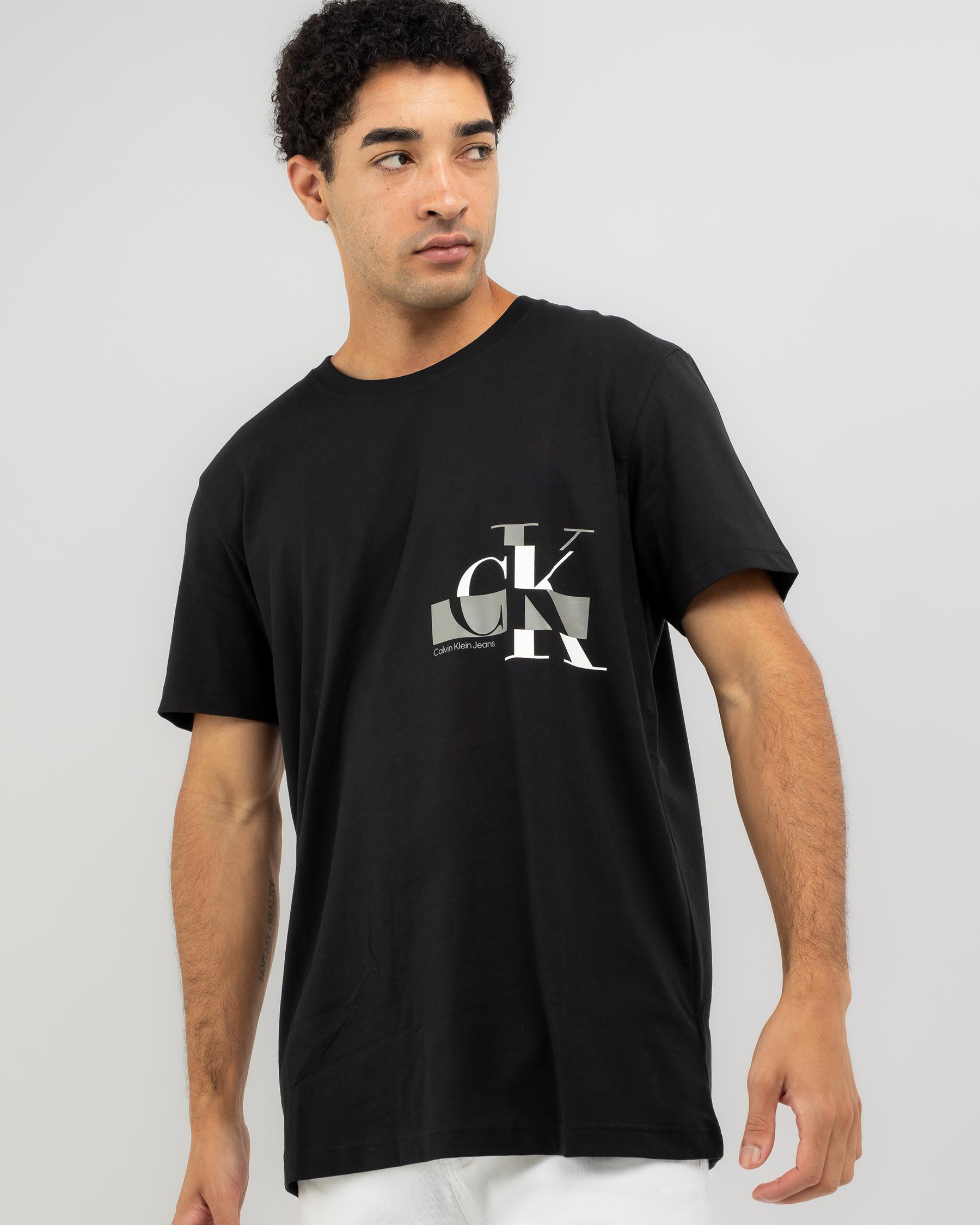 Shop Calvin Klein Glitched CK Logo T-Shirt In Ck Black - Fast Shipping ...