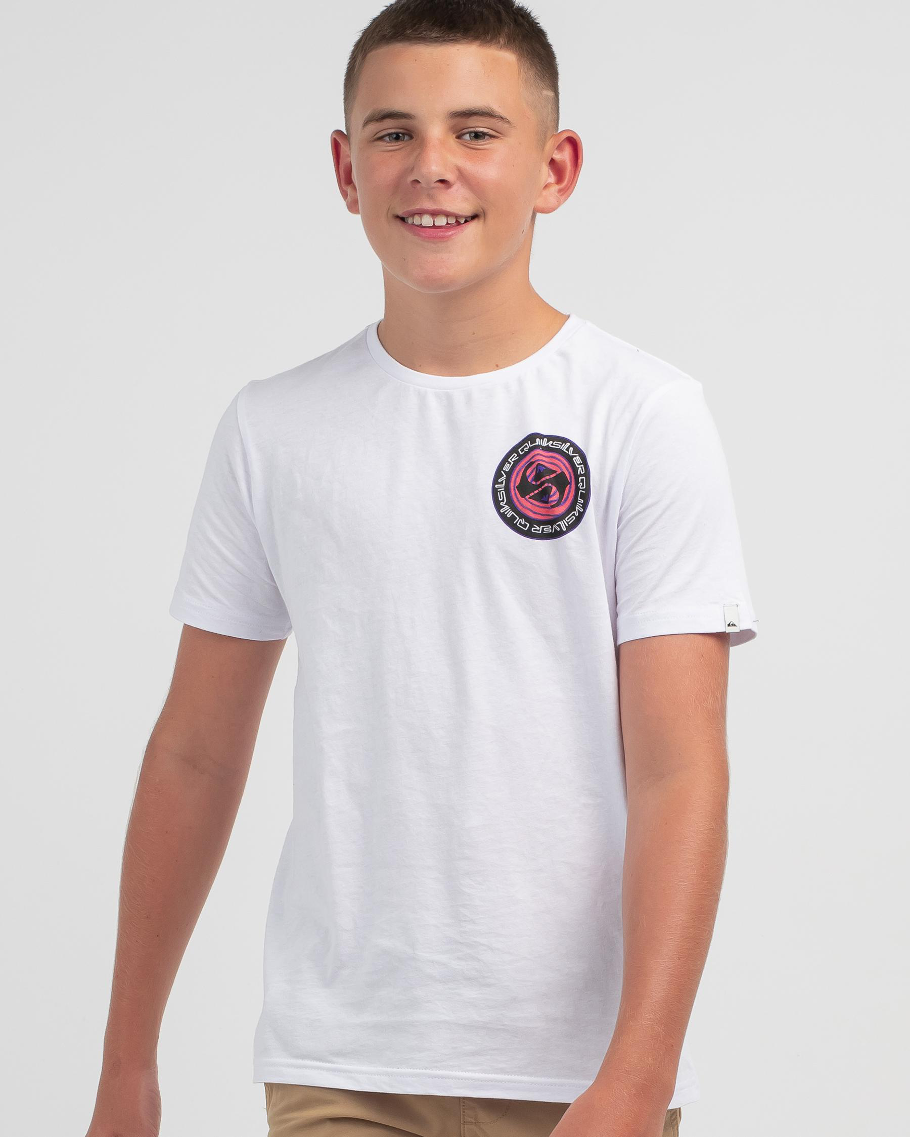 Quiksilver Boys\' Circle Shipping Returns Beach & - In FREE* - T-Shirt Game States Easy City White United