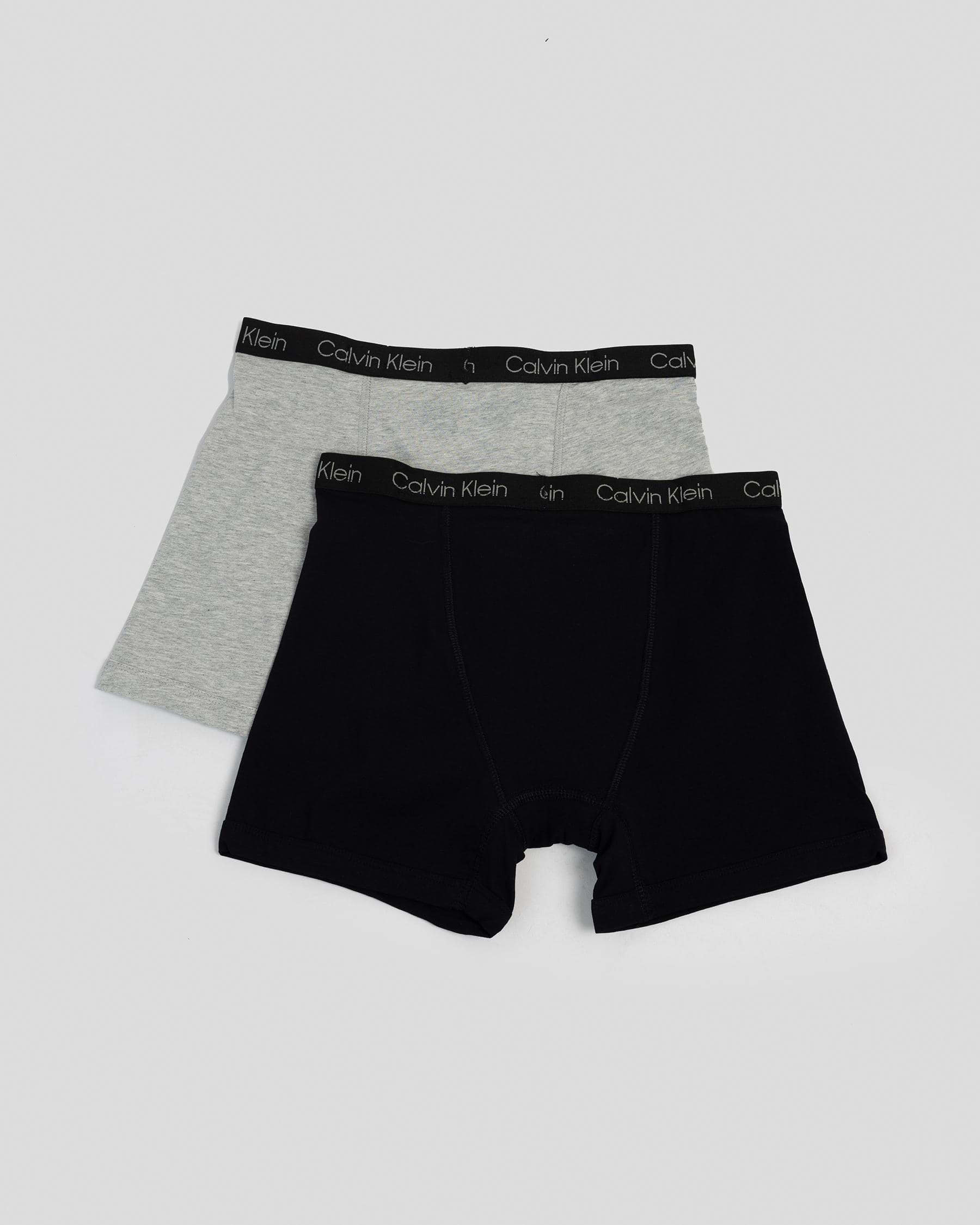 Shop Calvin Klein Boys' Boxer Briefs 2 Pack In Black/grey - Fast ...