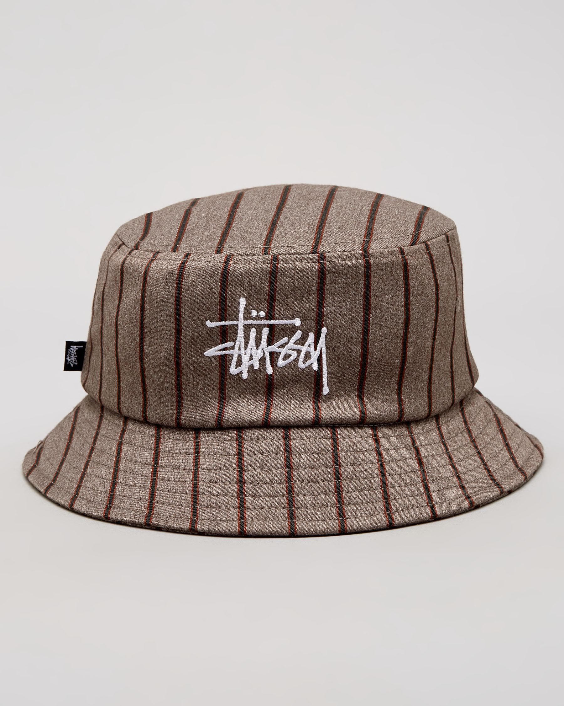 Stussy Pinstripe Graffiti Bucket Hat In Brown - FREE* Shipping