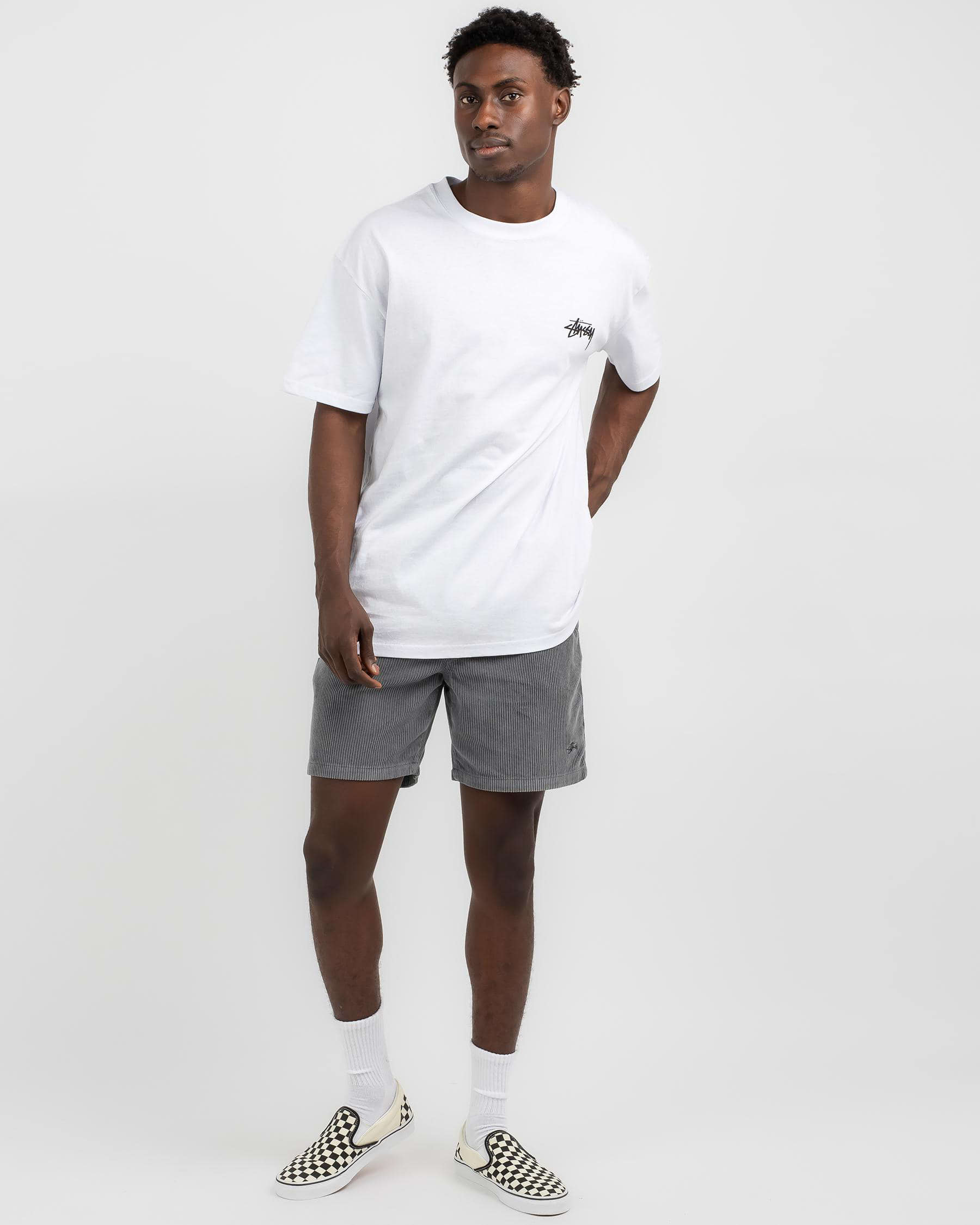 Shop Stussy Wide Wale Cord Beach Shorts In Charcoal - Fast Shipping ...