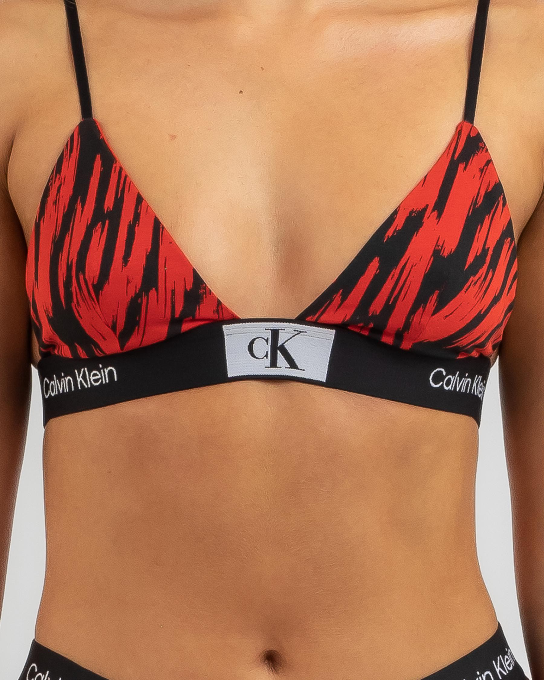 Calvin Klein 1996 Cotton Unlined Triangle Bralette In Layered Wavy