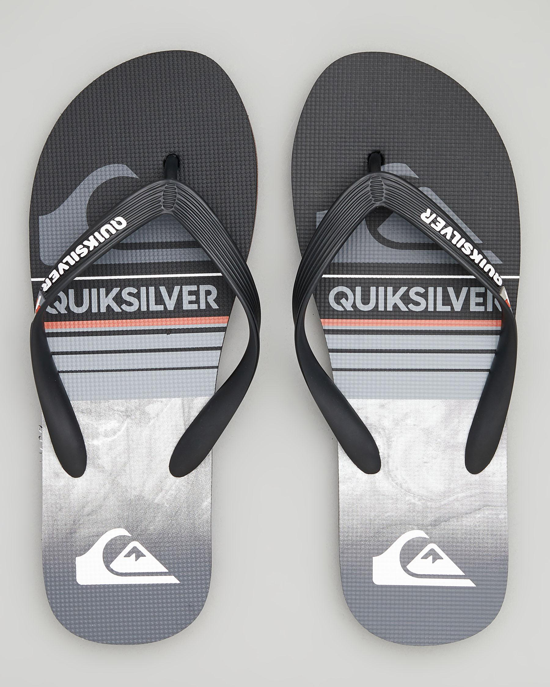Quiksilver Molokai Slab Thongs In Black/grey/black - Fast Shipping ...