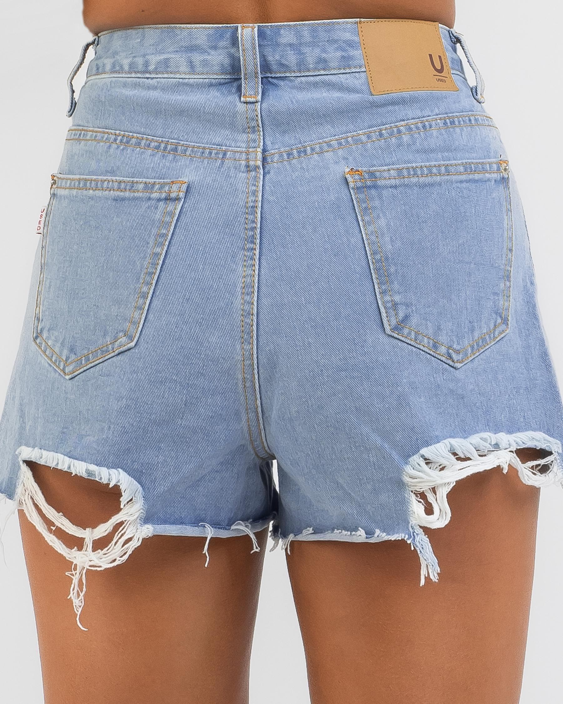 Used Kelsey Denim Shorts In Mid Blue - Fast Shipping & Easy Returns ...