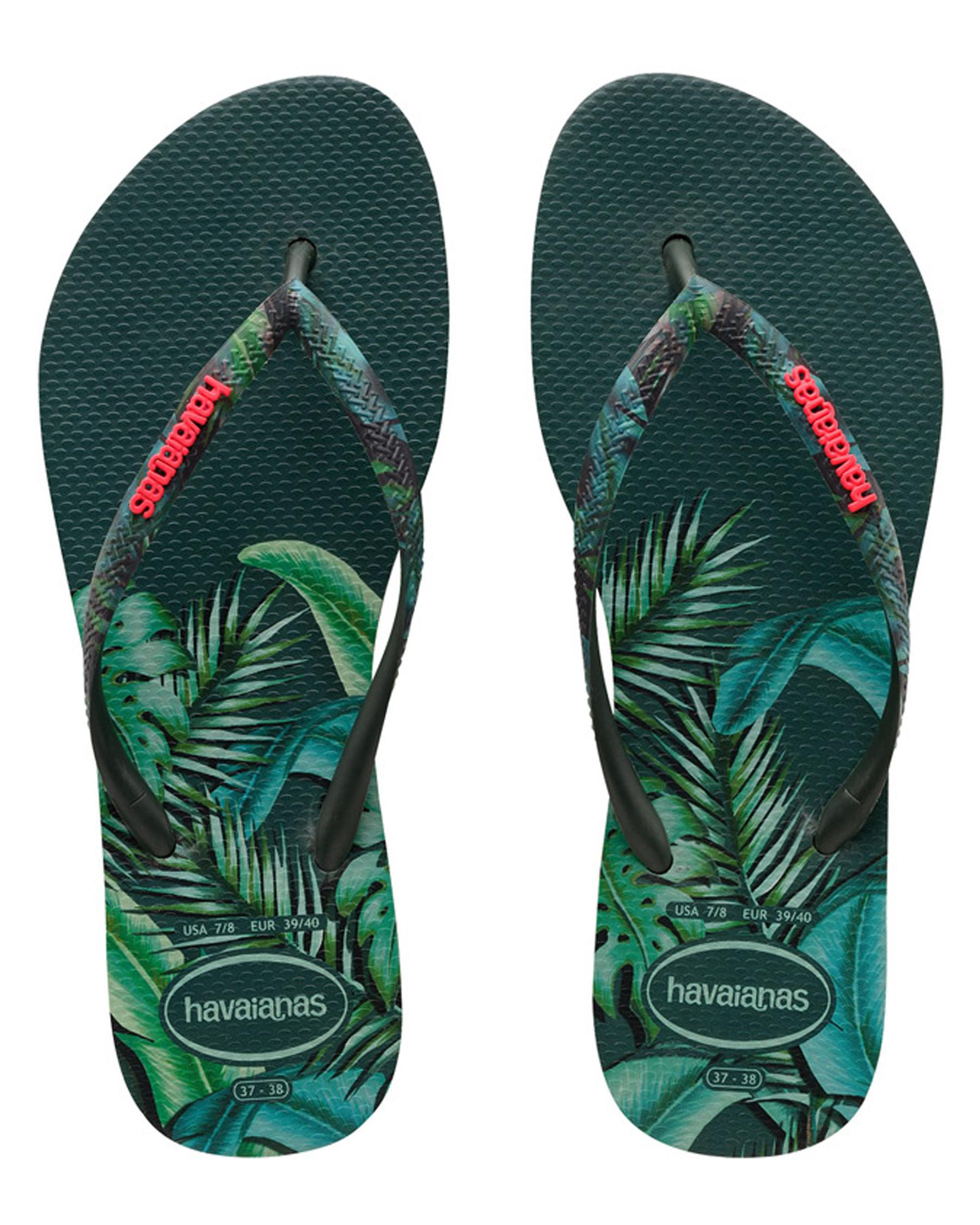 Havaianas Slim Prints Thongs In Olive Green - Fast Shipping & Easy ...