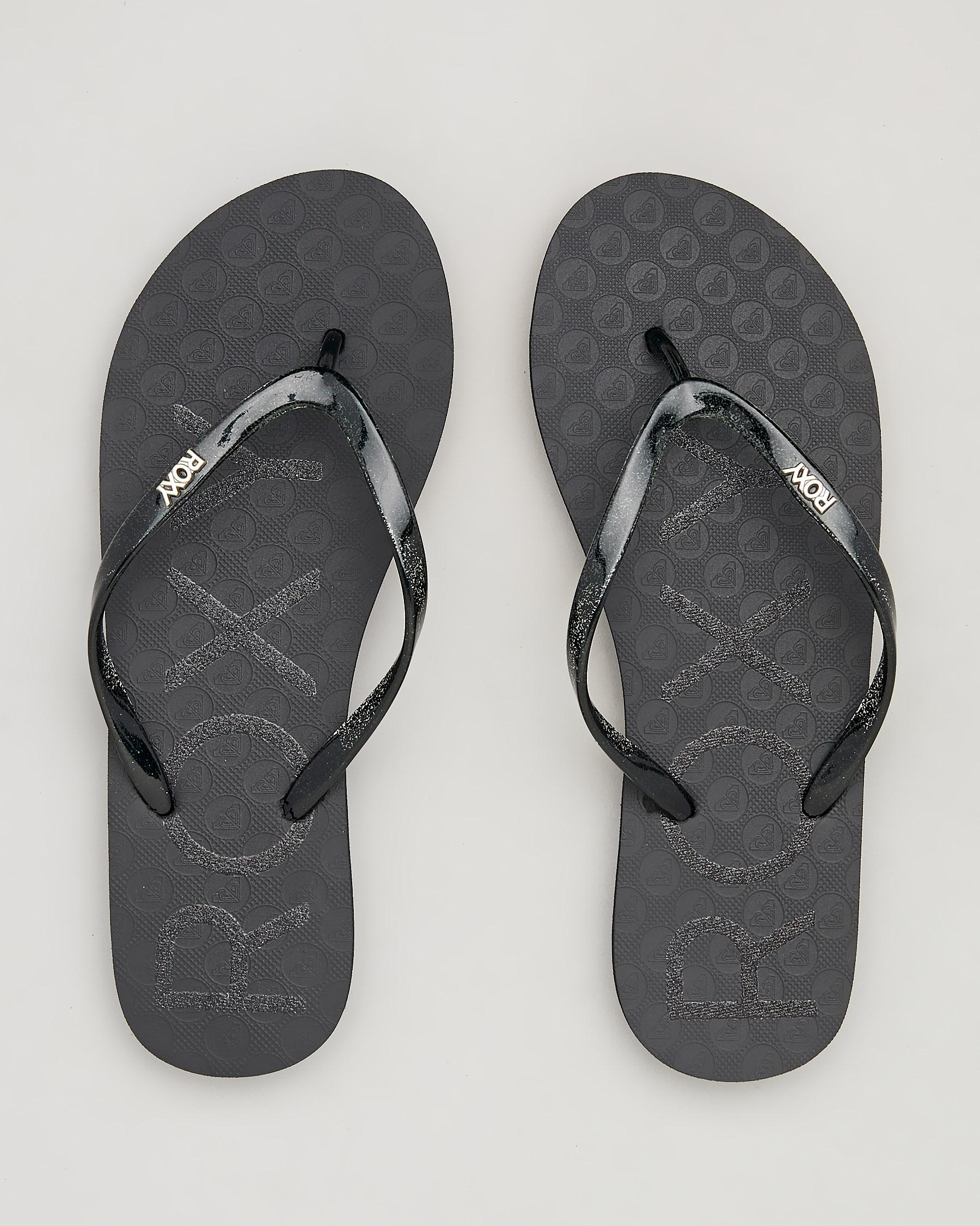 Shop Roxy Viva Sparkle Thongs In Black - Fast Shipping & Easy Returns ...