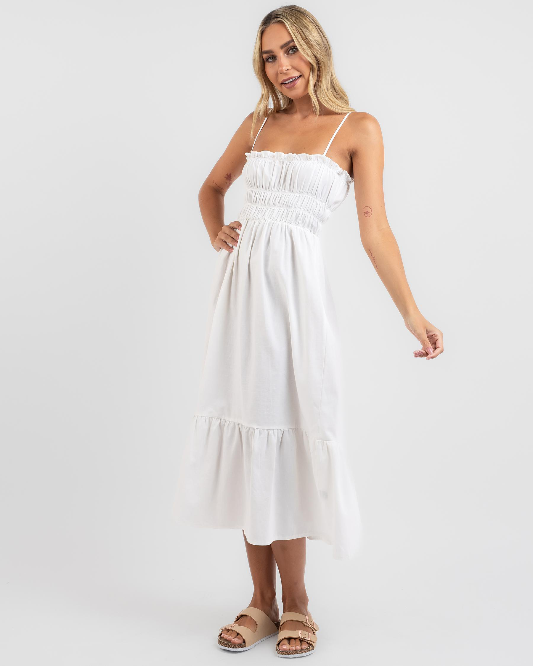 Shop Luvalot Kylen Midi Dress In White - Fast Shipping & Easy Returns ...