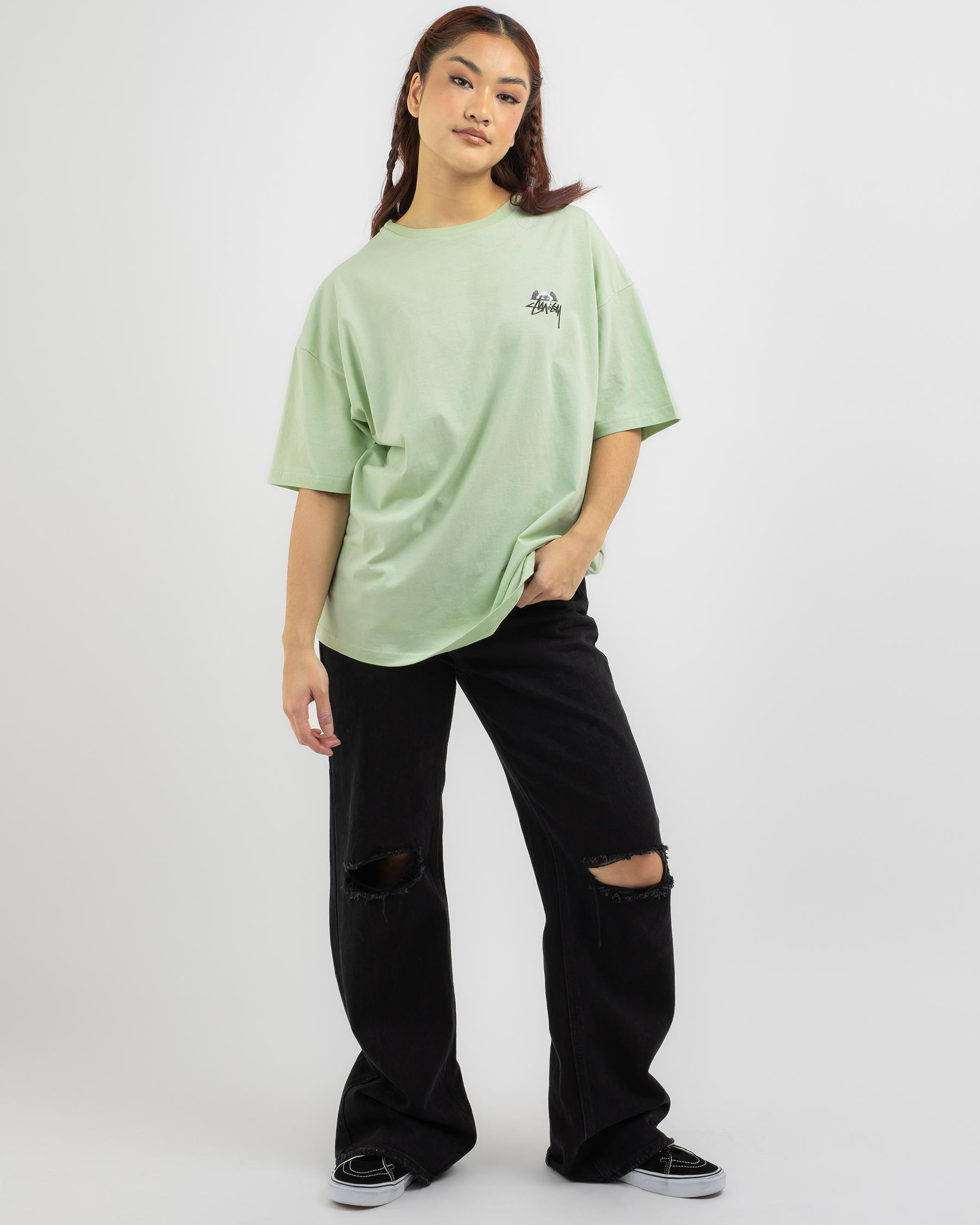 Shop Stussy Angel Relaxed T-Shirt In Washed Green - Fast Shipping ...