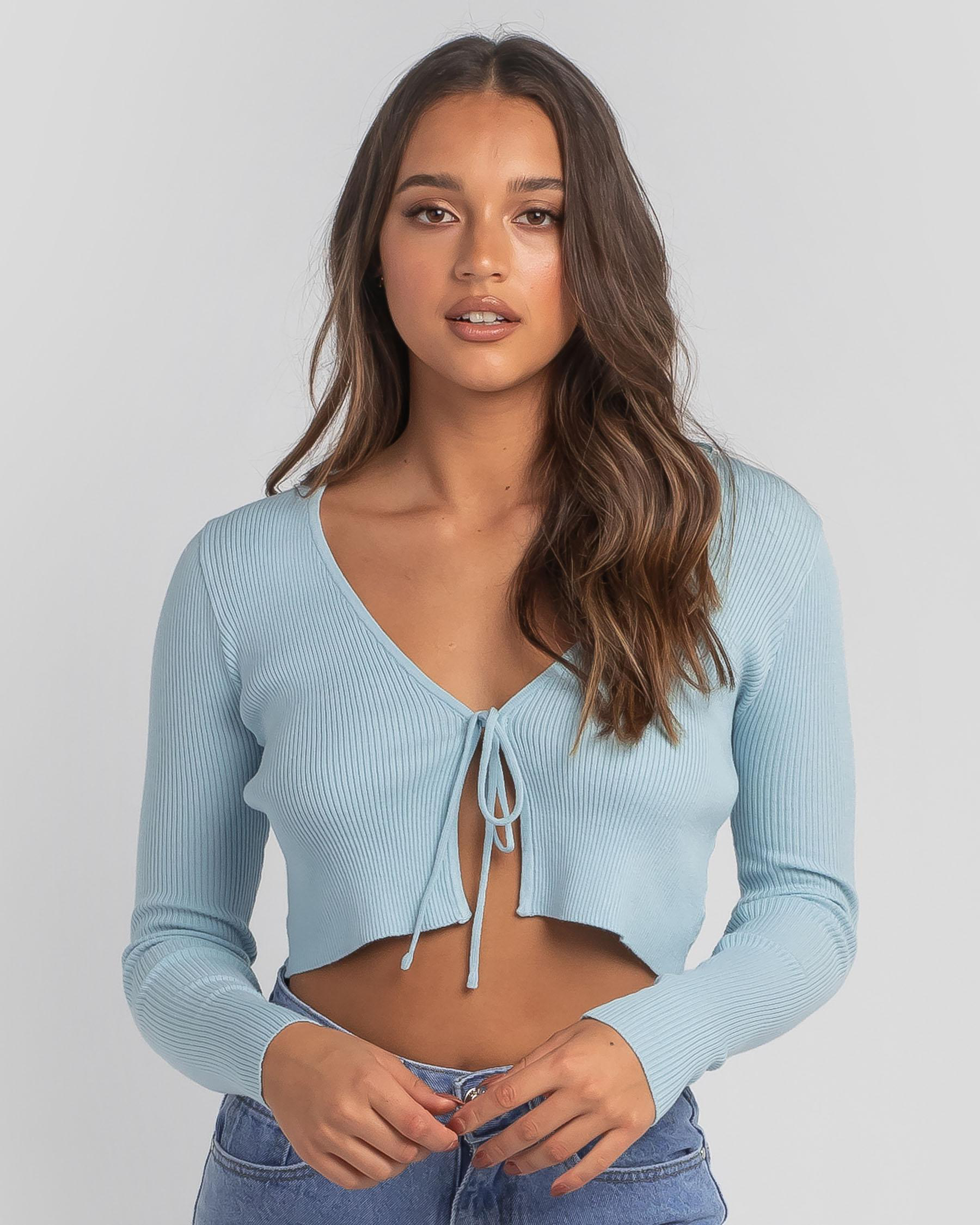 Shop Ava And Ever Polexia Knit Top In Light Blue - Fast Shipping & Easy ...